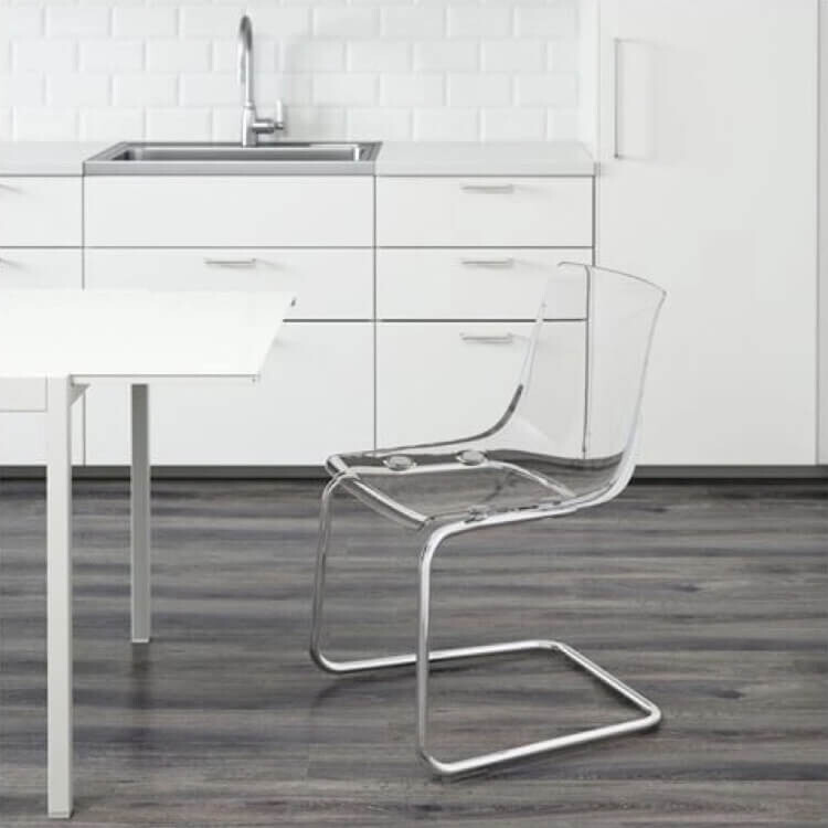 картинка Пластиковый стул IKEA TOBIAS, прозрачный/хромированный от магазина Одежда+