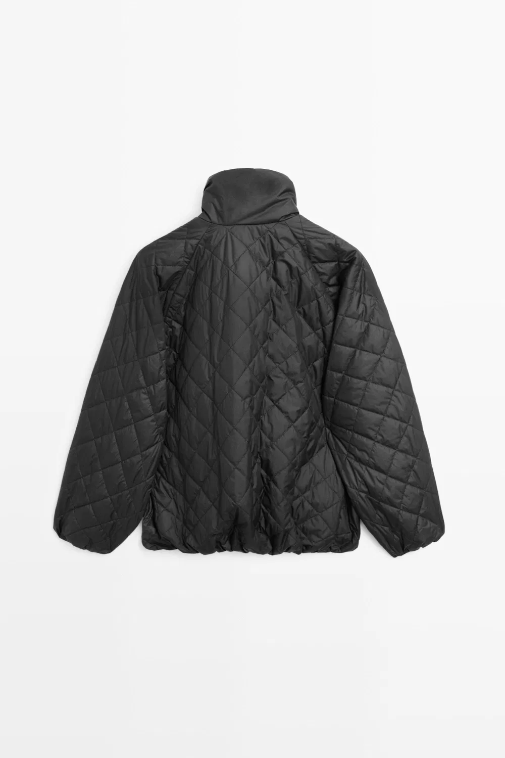 картинка Куртка бомбер стеганая, Massimo Dutti, с высоким воротником, черная от магазина Одежда+