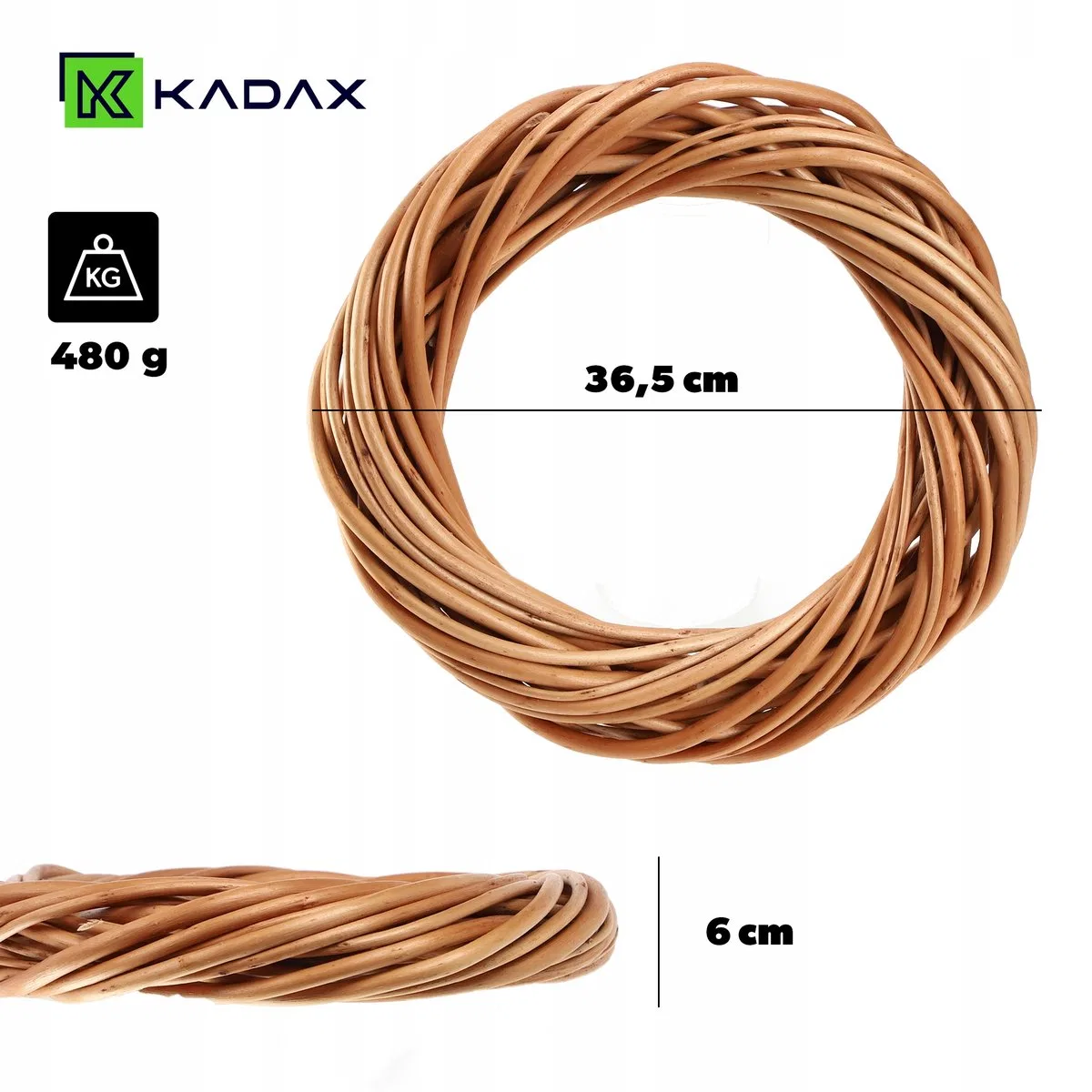 картинка Рождественский венок 40 см толстый ивовый KADAX от магазина Одежда+