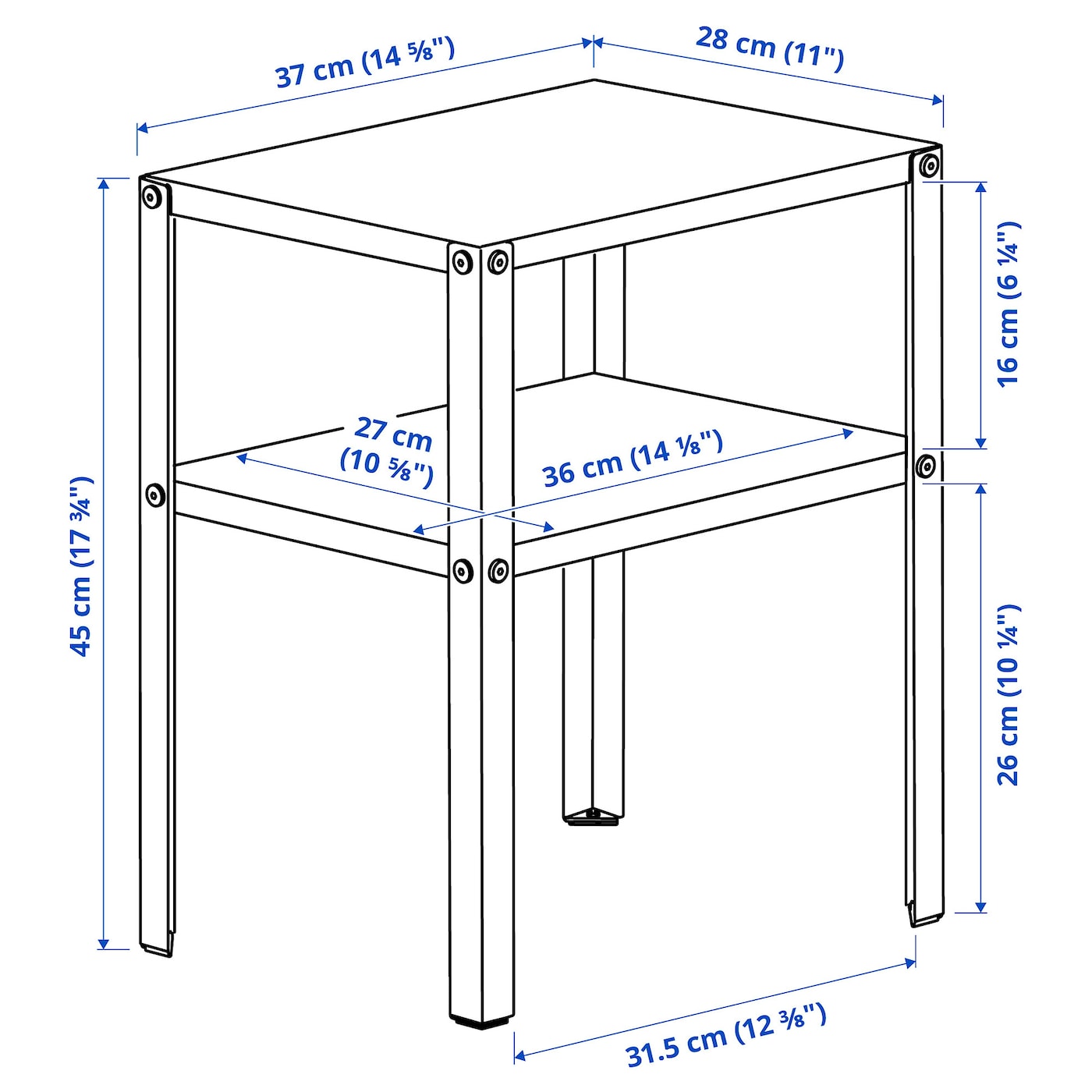 картинка Прикроватный столик IKEA KNARREVIK, 37x28х45 см, черный от магазина Одежда+