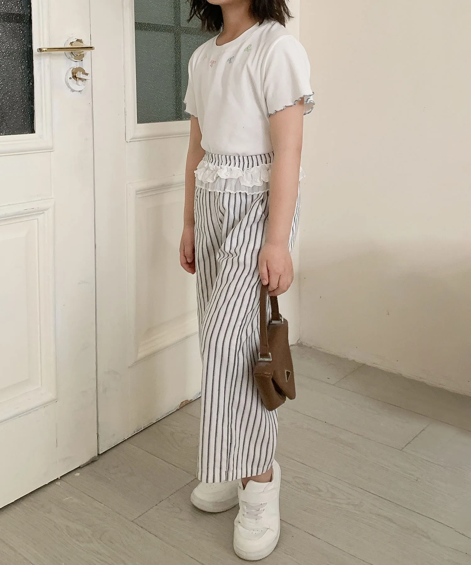 картинка Детские полосатые широкие штаны Aimoha Kids, gray от магазина Одежда+