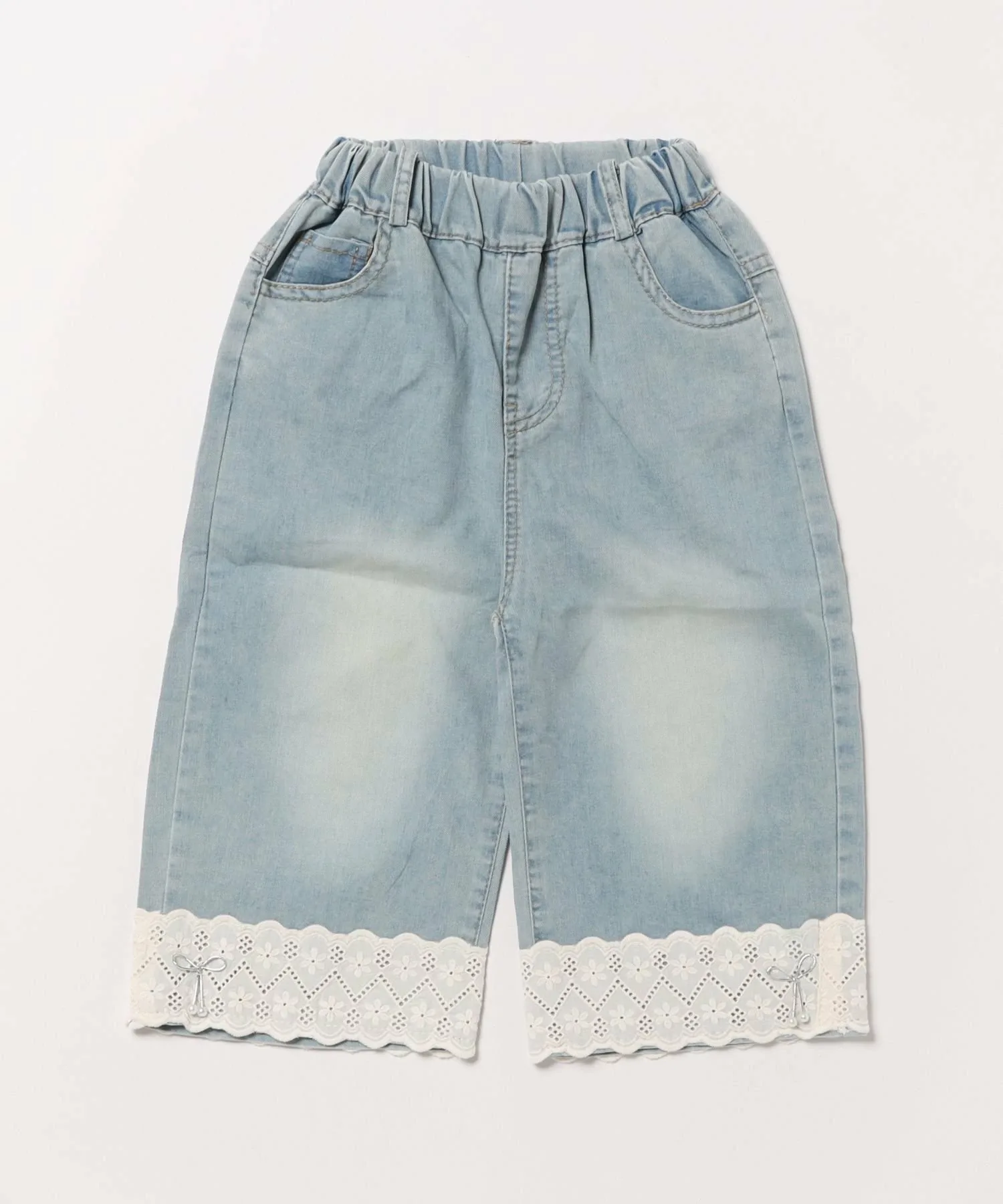 картинка Широкие джинсовые брюки с кружевом Aimoha Kids, blue от магазина Одежда+