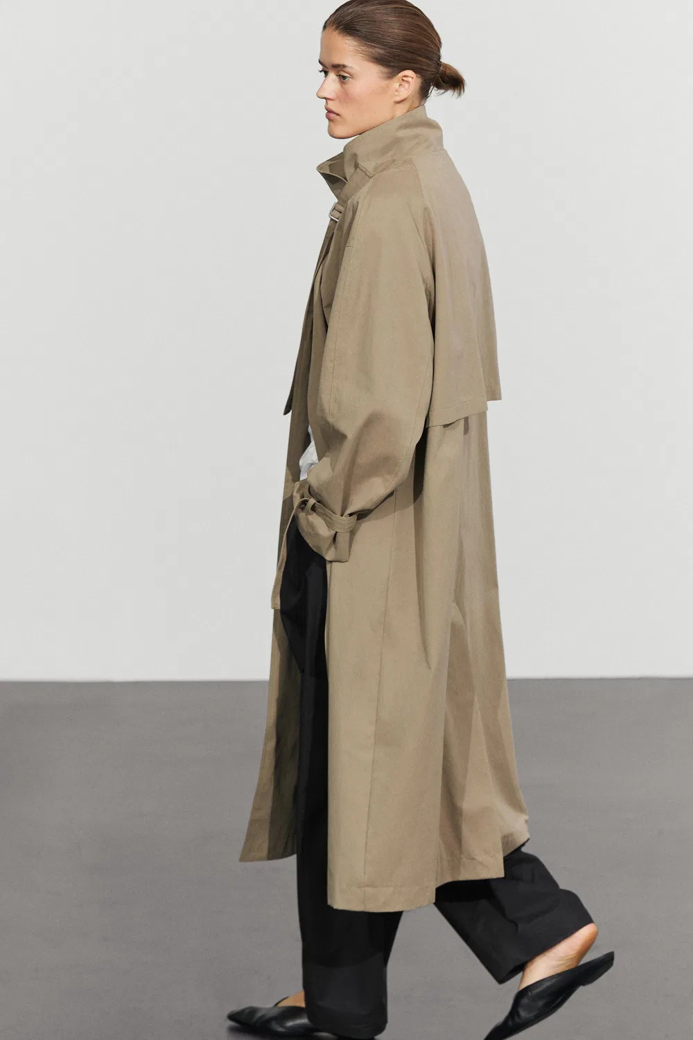 картинка Длинный тренч Massimo Dutti Coat With Buckle Detail, бежевый от магазина Одежда+