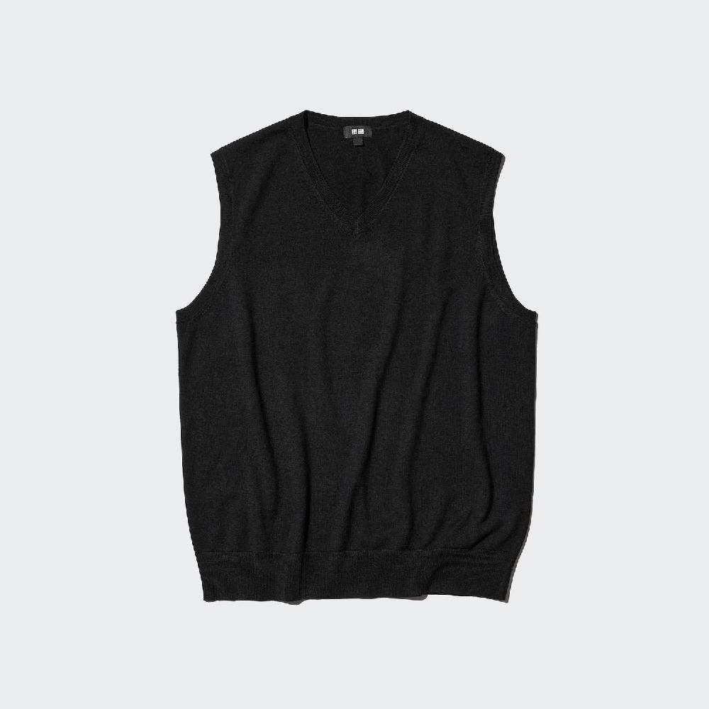 картинка Жилет Uniqlo Merino V-neck, 09 черный от магазина Одежда+