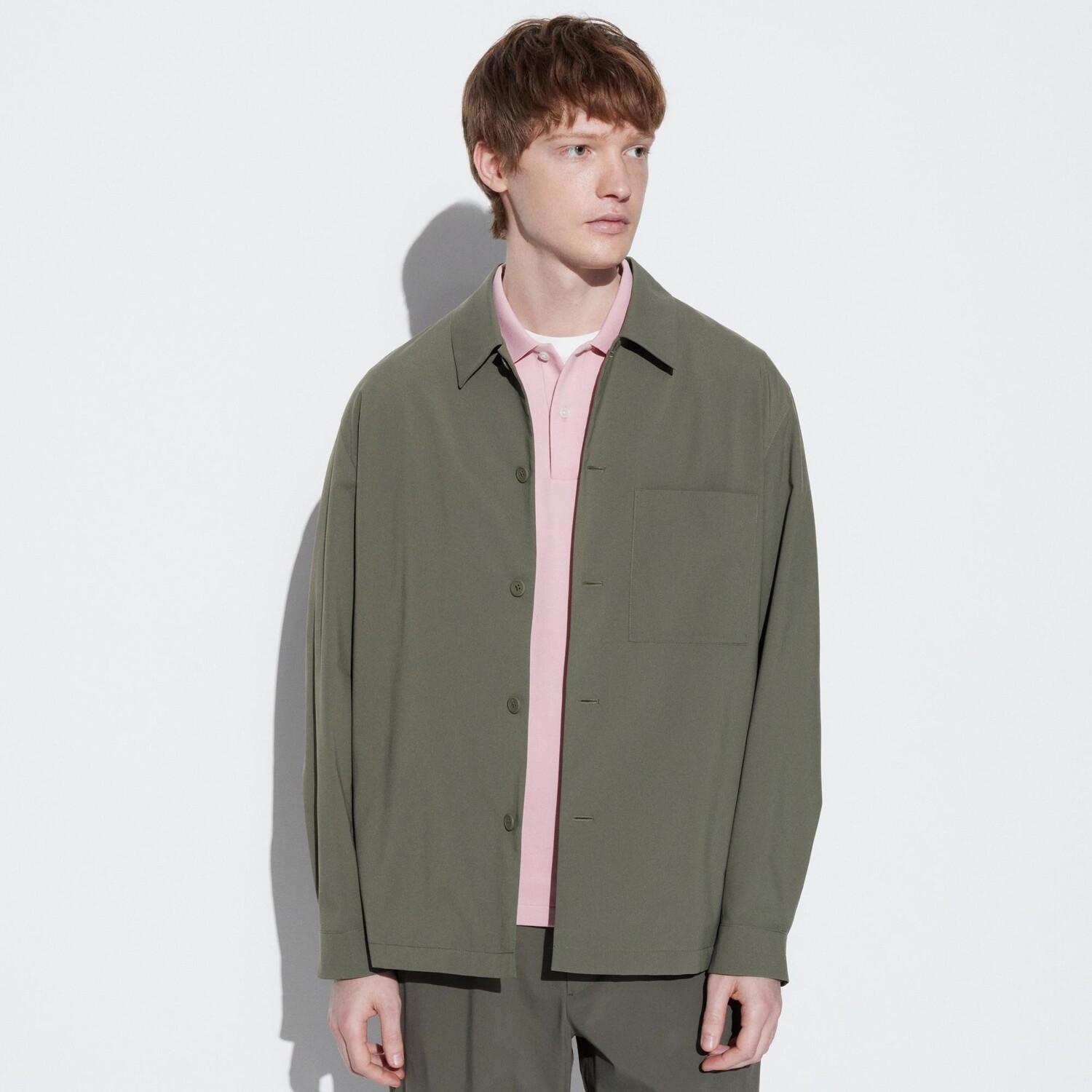 картинка Куртка-рубашка Uniqlo с карманом на груди, 56 оливковый от магазина Одежда+