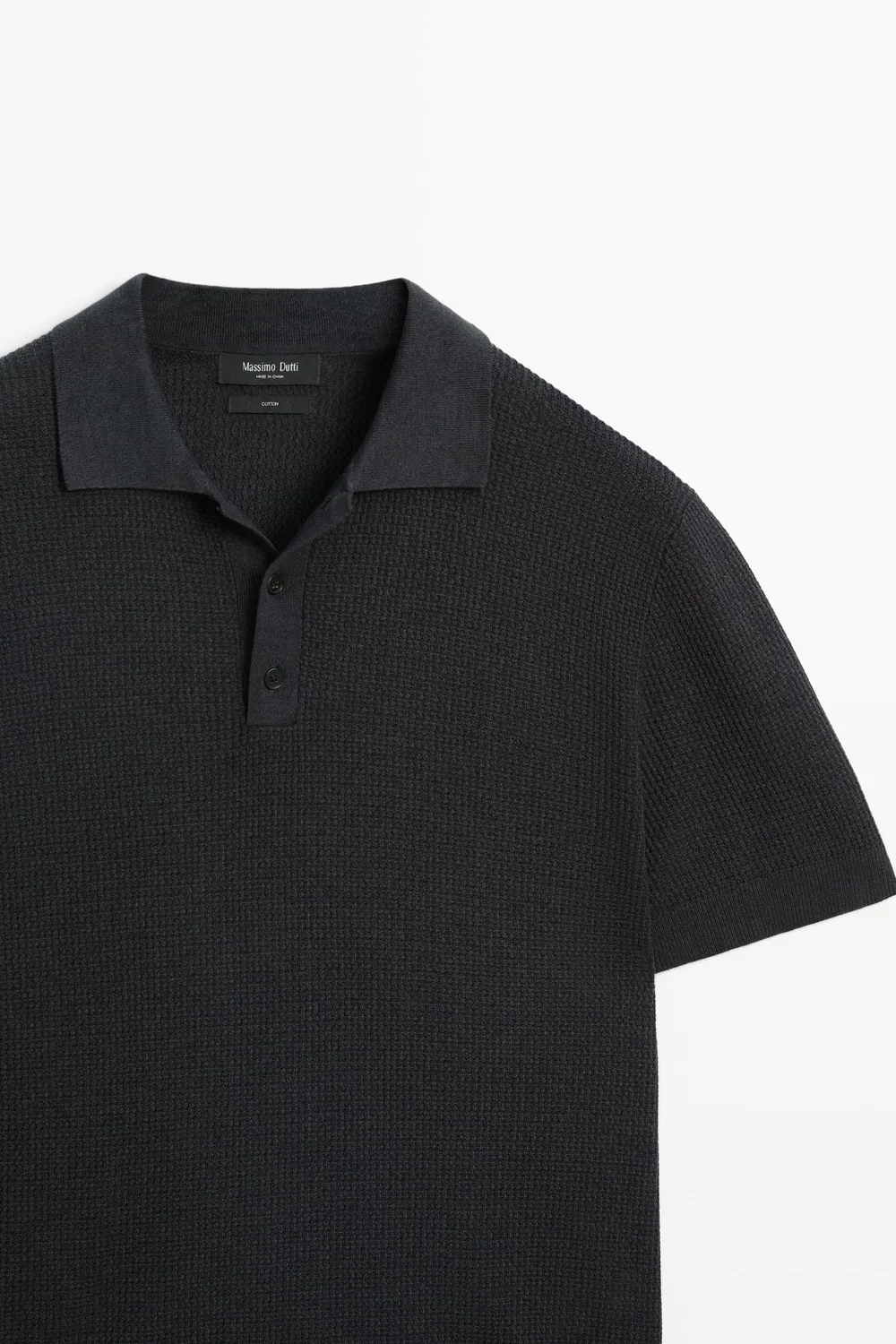 картинка Поло-рубашка Massimo Dutti 100% Cotton Button-collar, угольно-серый от магазина Одежда+