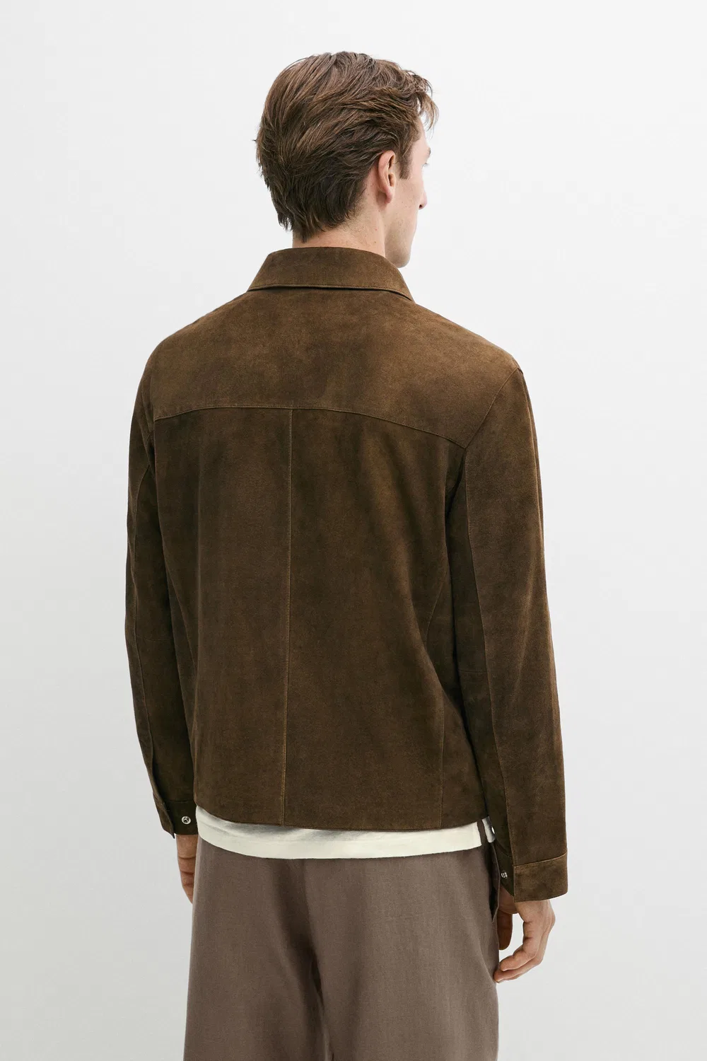 картинка Куртка Massimo Dutti Suede Leather Zip-Up, коричневый меланж от магазина Одежда+