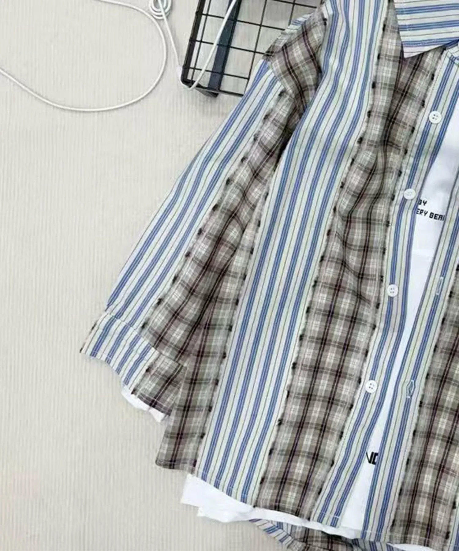 картинка Рубашка в контрастную клетку Aimoha Kids, blue от магазина Одежда+