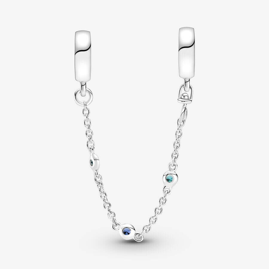 картинка Защитная цепочка Pandora Moments Triple Stone, серебро/синий от магазина Одежда+