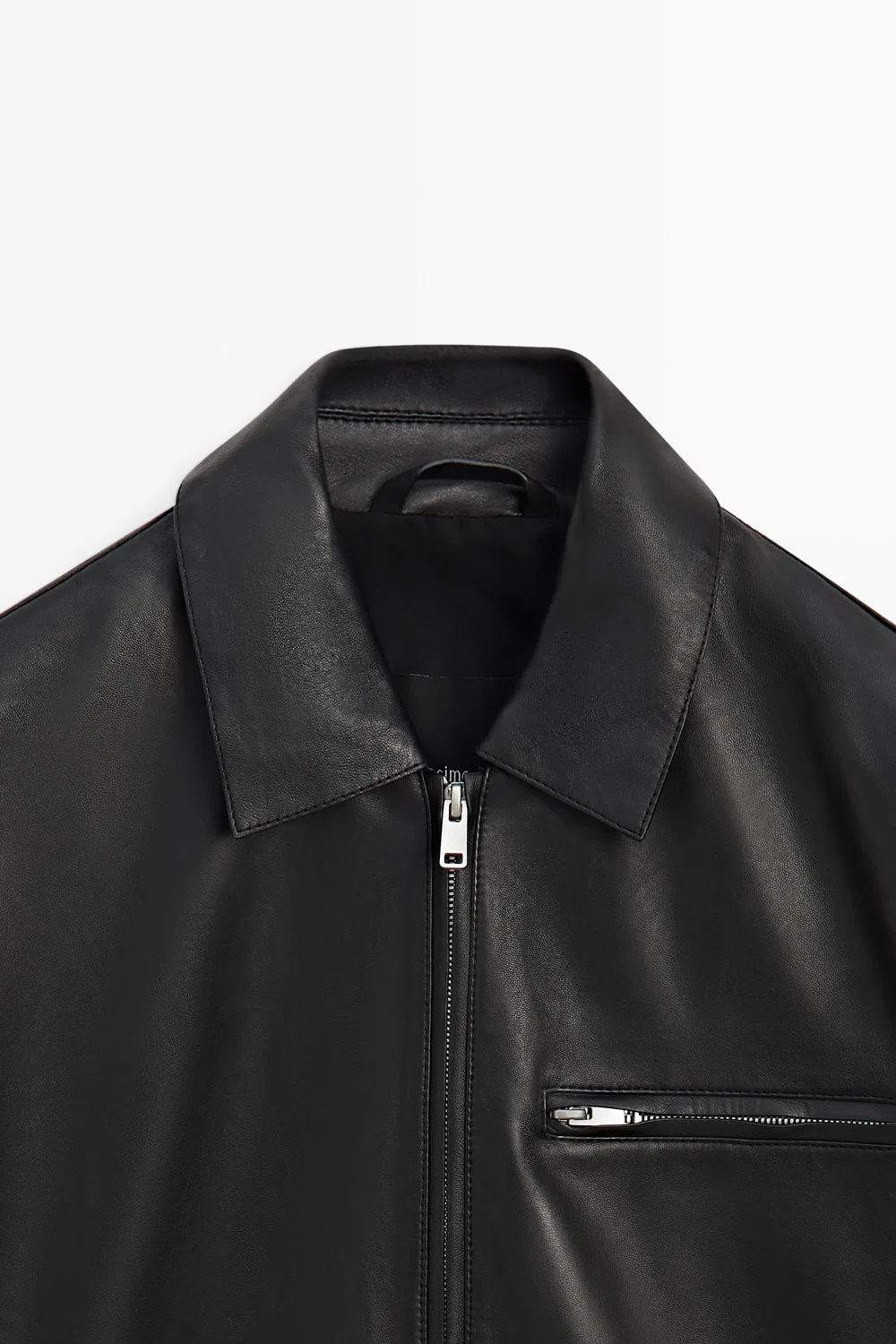 картинка Куртка Massimo Dutti Nappa Leather Jacket With Pocket Detail, черный от магазина Одежда+