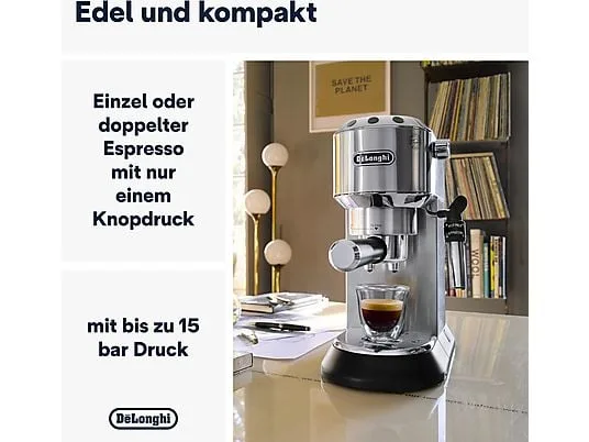 картинка Кофеварка рожковая DeLonghi Dedica Style EC685.M, серебристый от магазина Одежда+