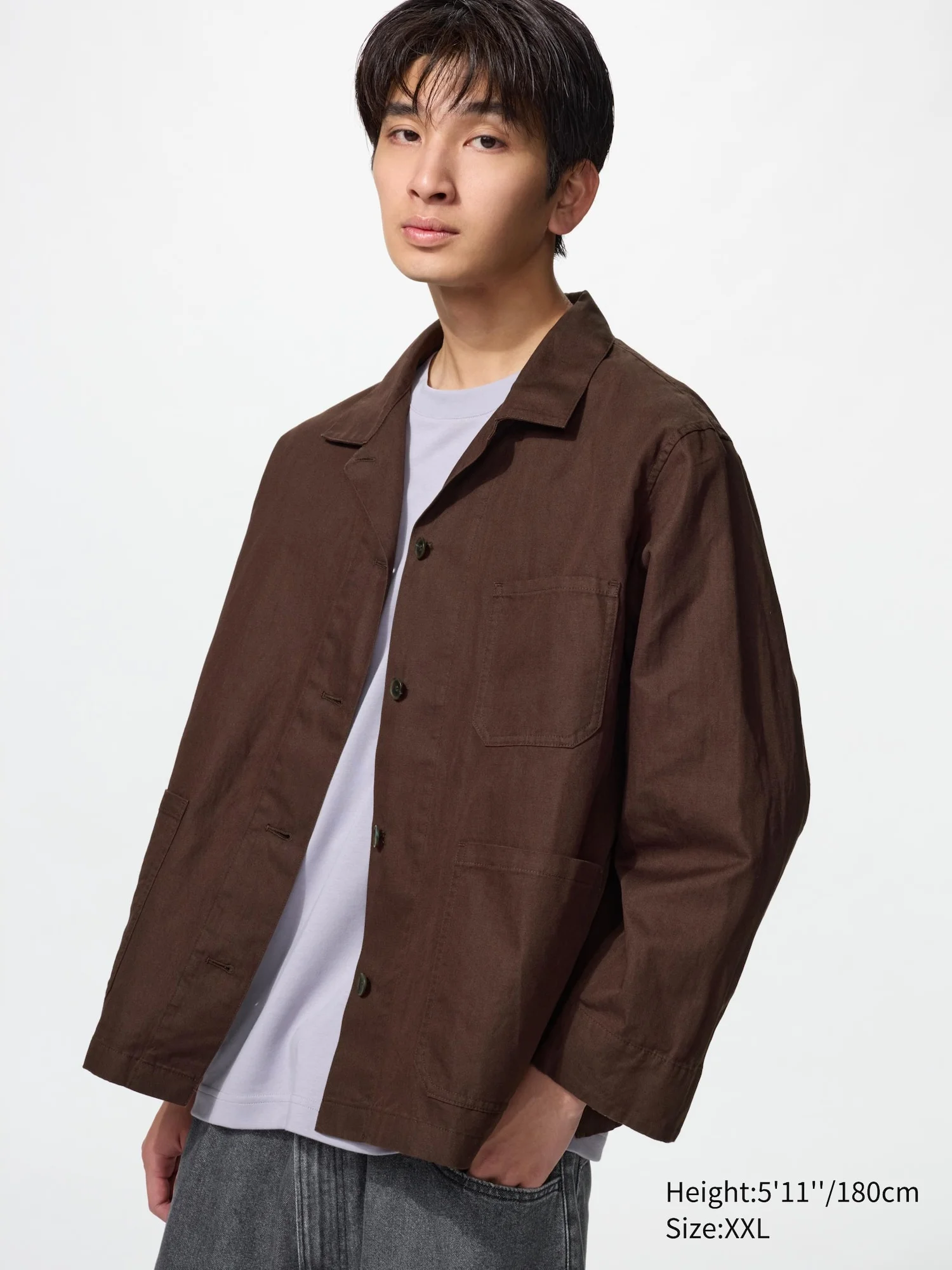 картинка Куртка Uniqlo Linen Blend, 37 коричневый от магазина Одежда+