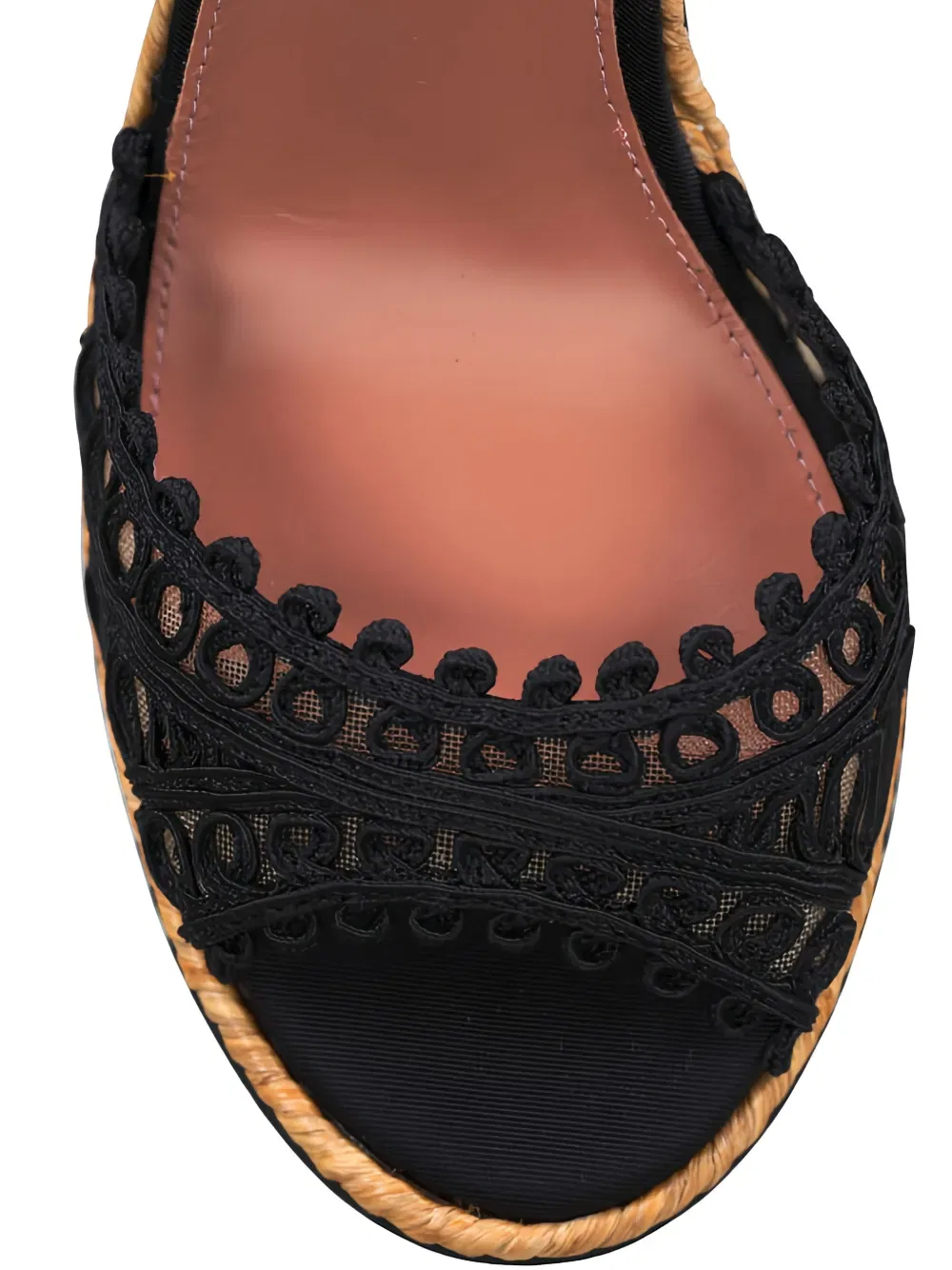 картинка Эспадрильи из плетеной кожи наппа Aquazzura, черный от магазина Одежда+