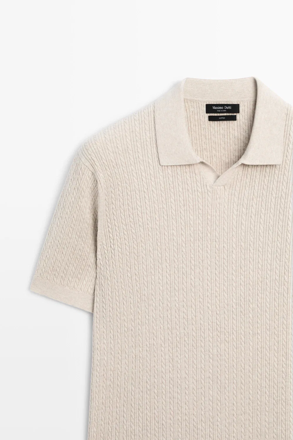 картинка Поло-свитер Massimo Dutti 100% Cotton Cable-knit, бежевый от магазина Одежда+