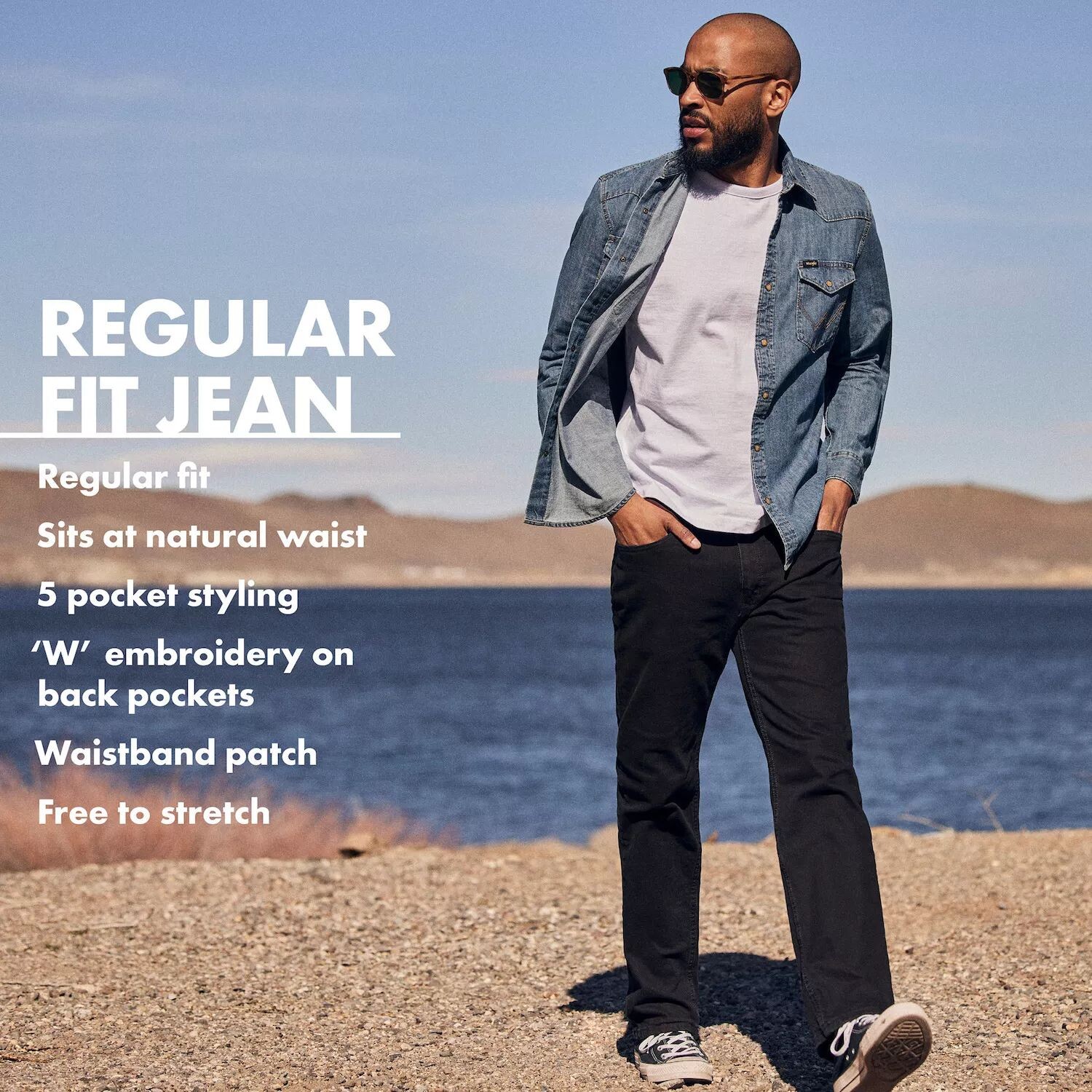картинка Джинсы Wrangler Regular Fit, насыщенный темно-синий оттенок денима от магазина Одежда+