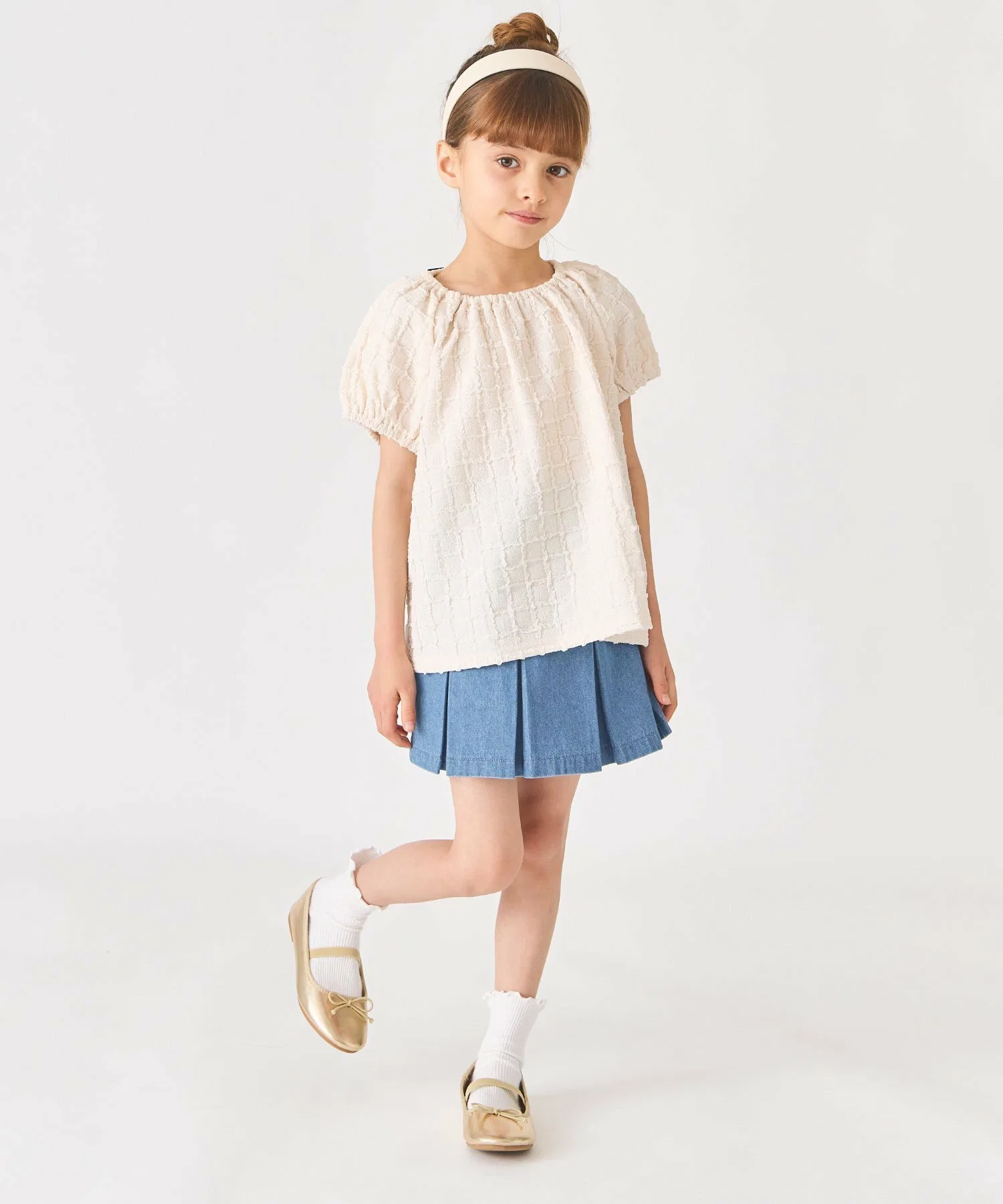 картинка Рубашка из жаккарда в клетку Ever Closet, cream от магазина Одежда+