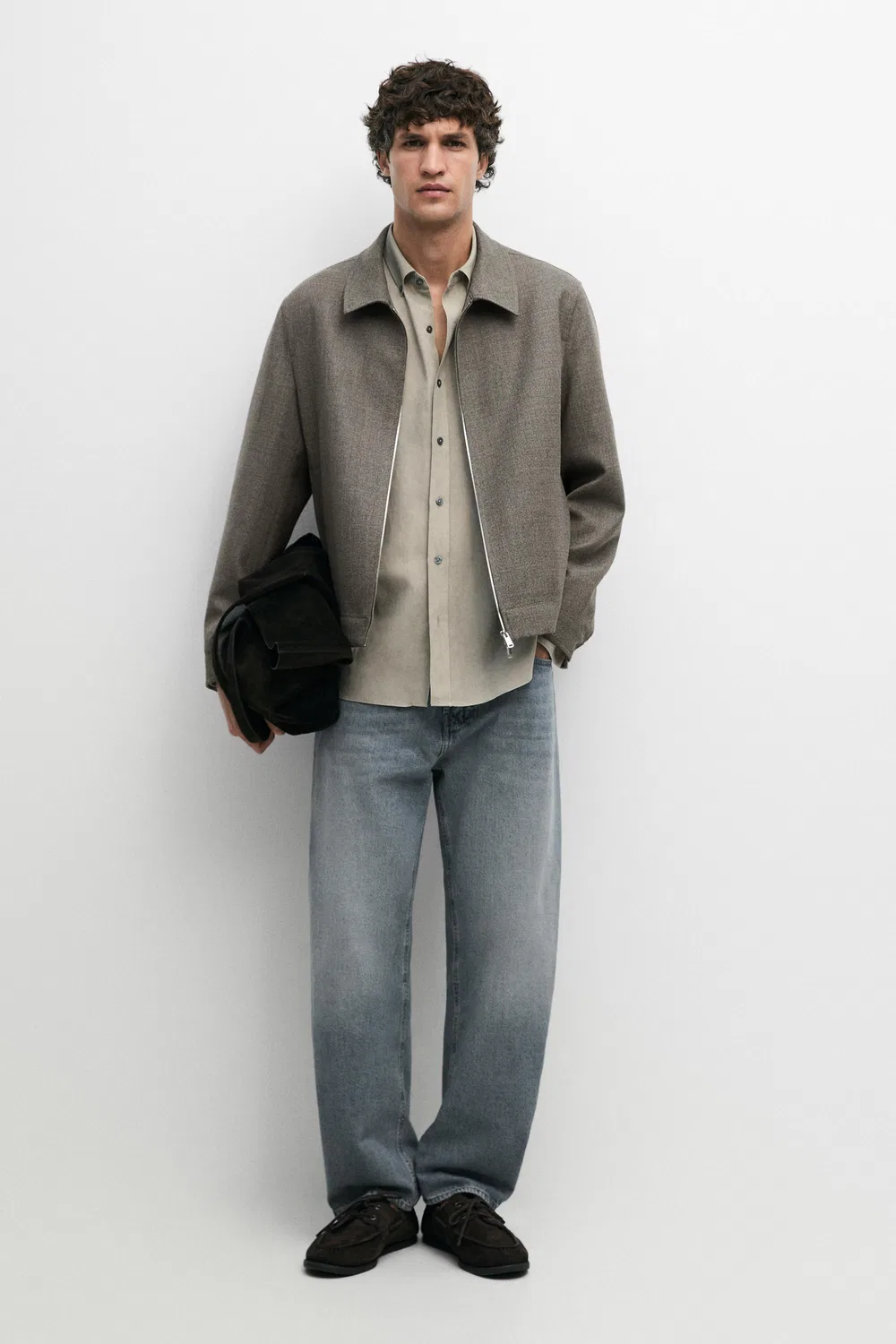 картинка Жакет Massimo Dutti 100% Wool Structured, серовато-зеленый от магазина Одежда+