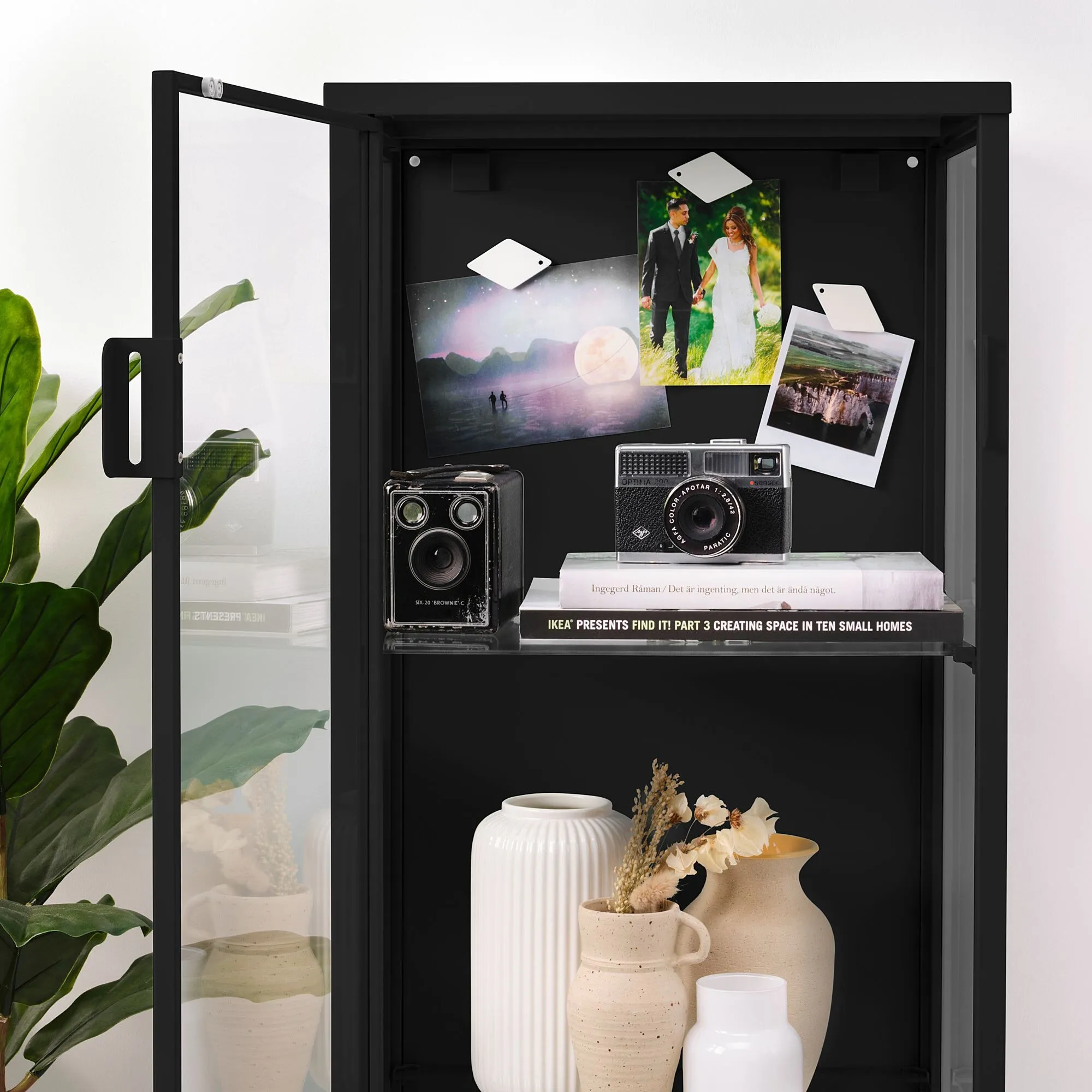 картинка Шкаф-витрина, антрацит, 42x37x155 см, RUDSTA IKEA от магазина Одежда+