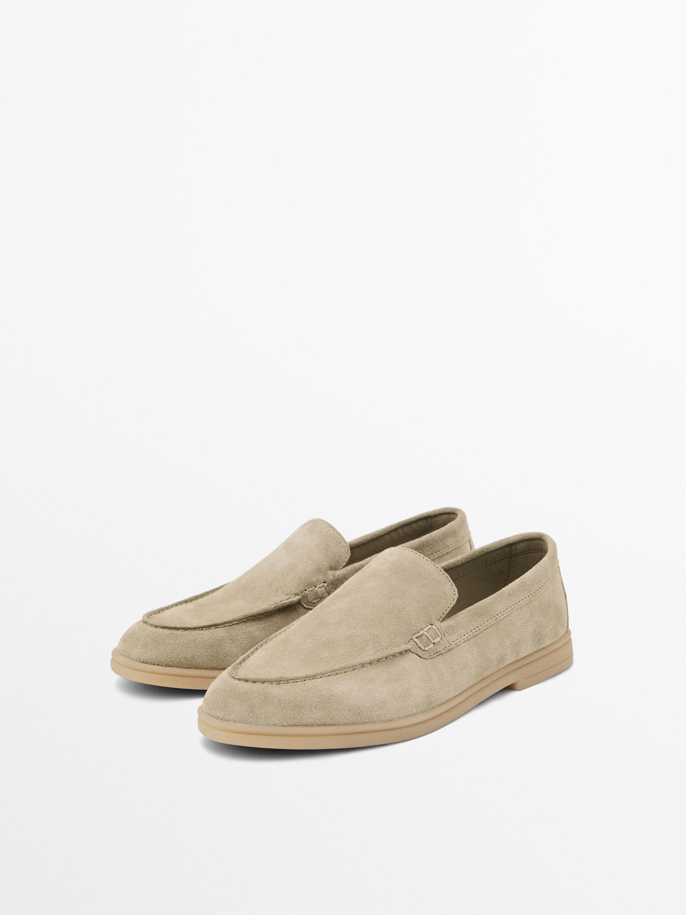 картинка Лоферы женские Massimo Dutti Split Leather, светло-бежевый от магазина Одежда+