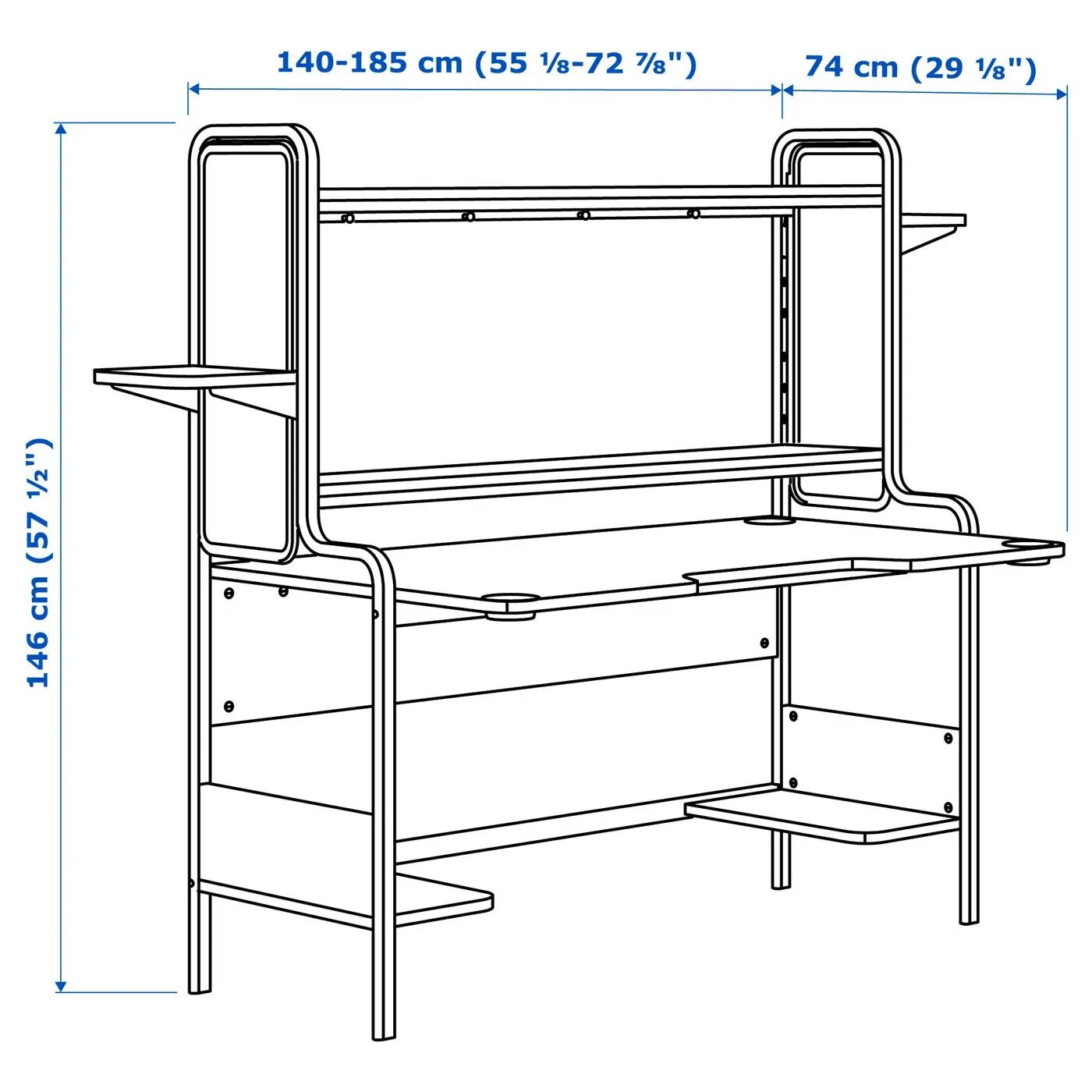 картинка Игровой стол IKEA FREDDE, 140/185x74x146 см, черный от магазина Одежда+