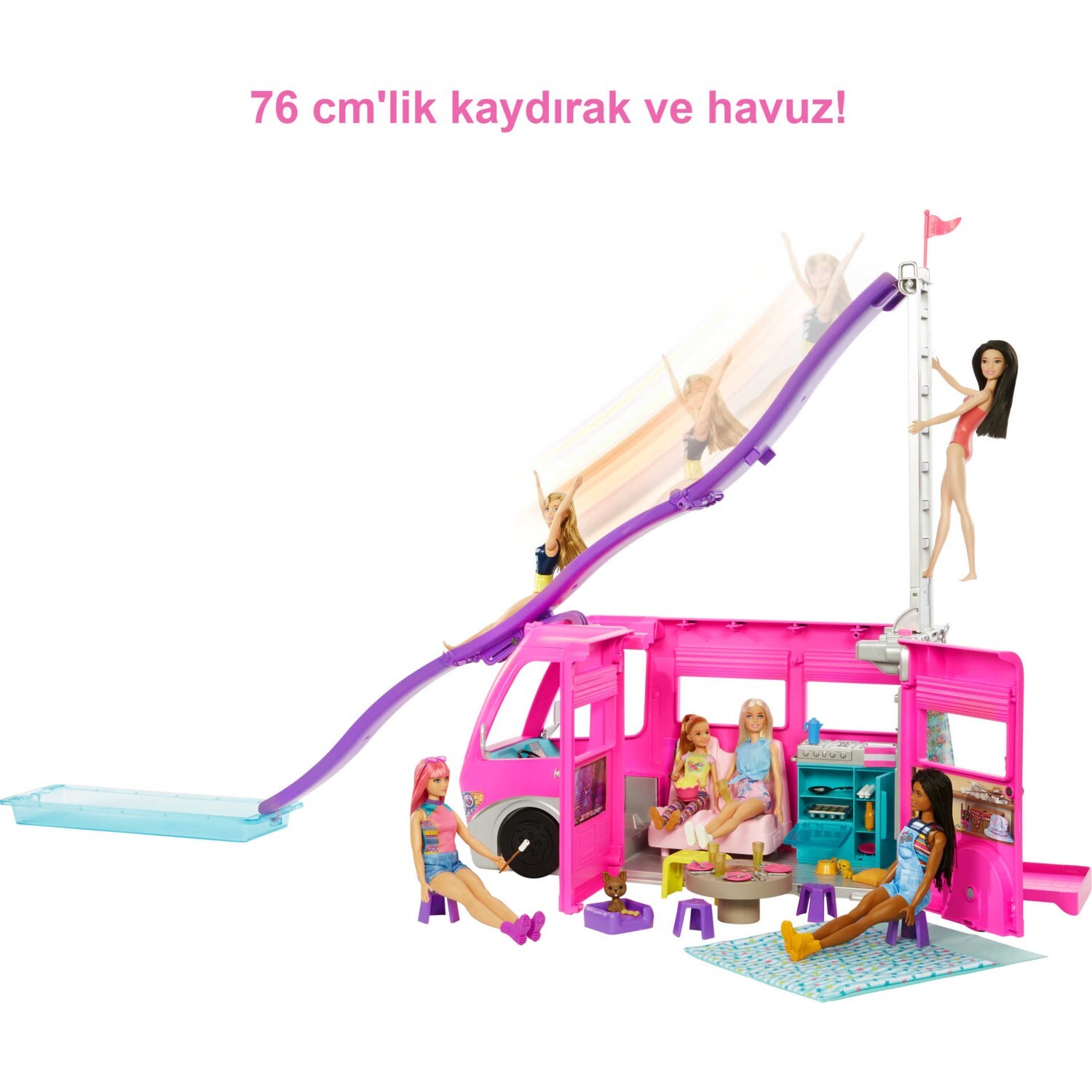 картинка Трейлер Barbie с горкой и бассейном Hcd46 от магазина Одежда+