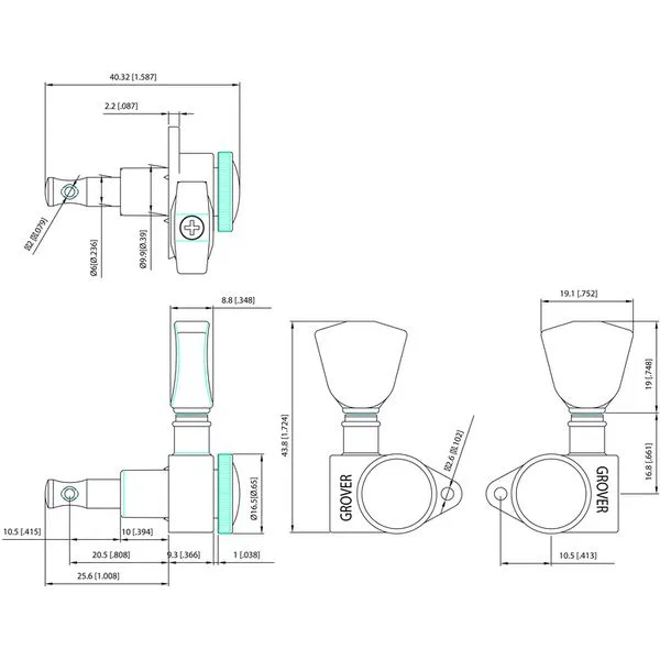 картинка Колки для электрогитары, 3L/3R, Grover 502NK, Nickel от магазина Одежда+