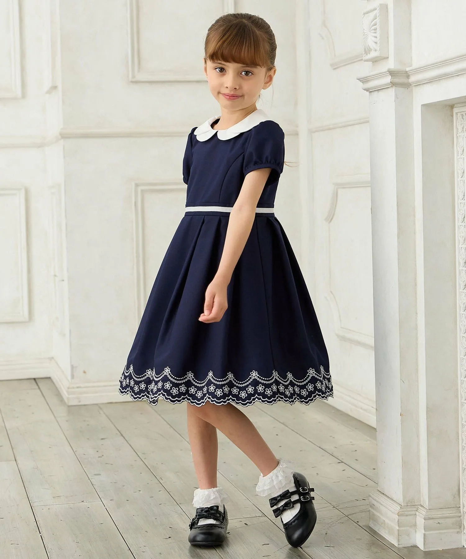 картинка Куртка + Платье с вышитым подолом ANY KIDS, Navy [075] от магазина Одежда+