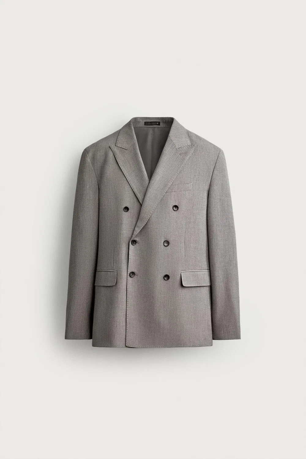 картинка Блейзер из полосатого двубортного костюма ZARA, Grey marl от магазина Одежда+