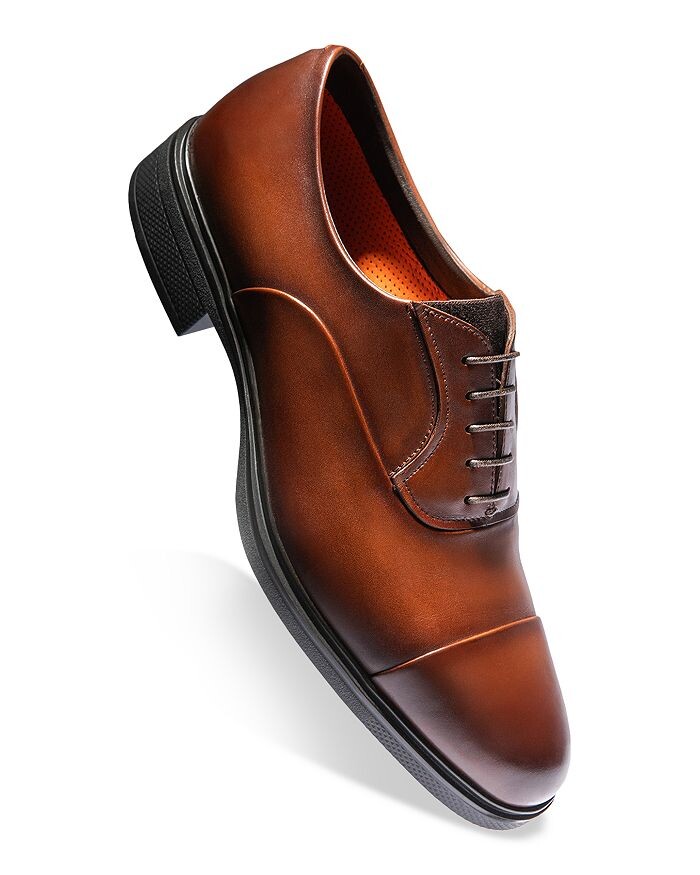 картинка Мужские модельные туфли Santoni с легким носком и шнуровкой, черный от магазина Одежда+