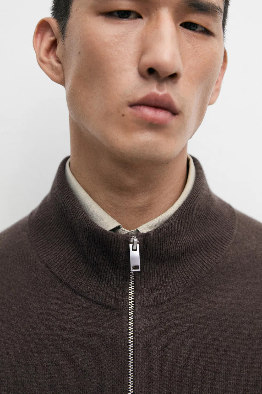 картинка Кардиган Massimo Dutti Wool Blend Zip-detail, коричневый от магазина Одежда+