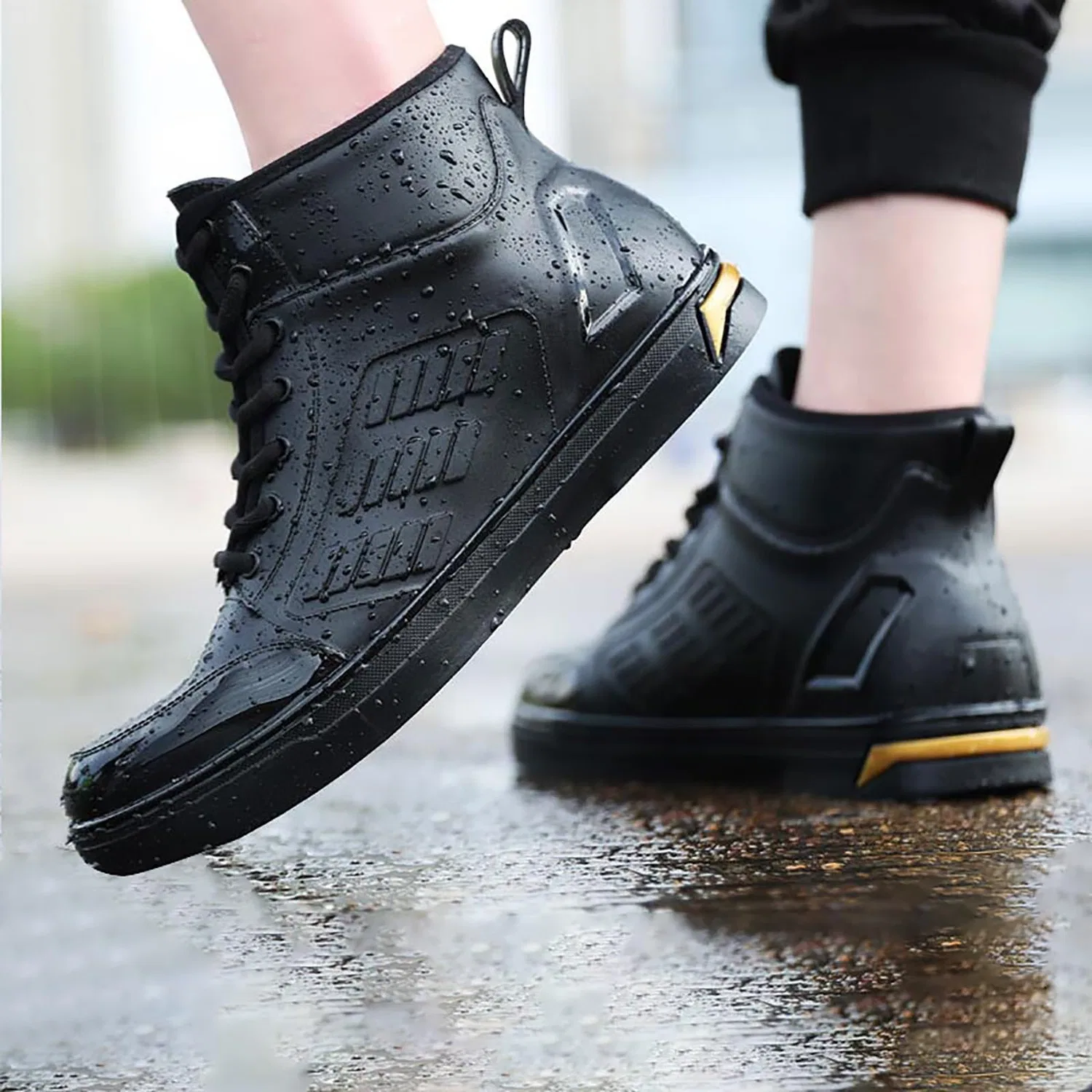 картинка Мужские полусапоги резиновые водонепроницаемые Gummistiefel Damen Kurz, Nero от магазина Одежда+
