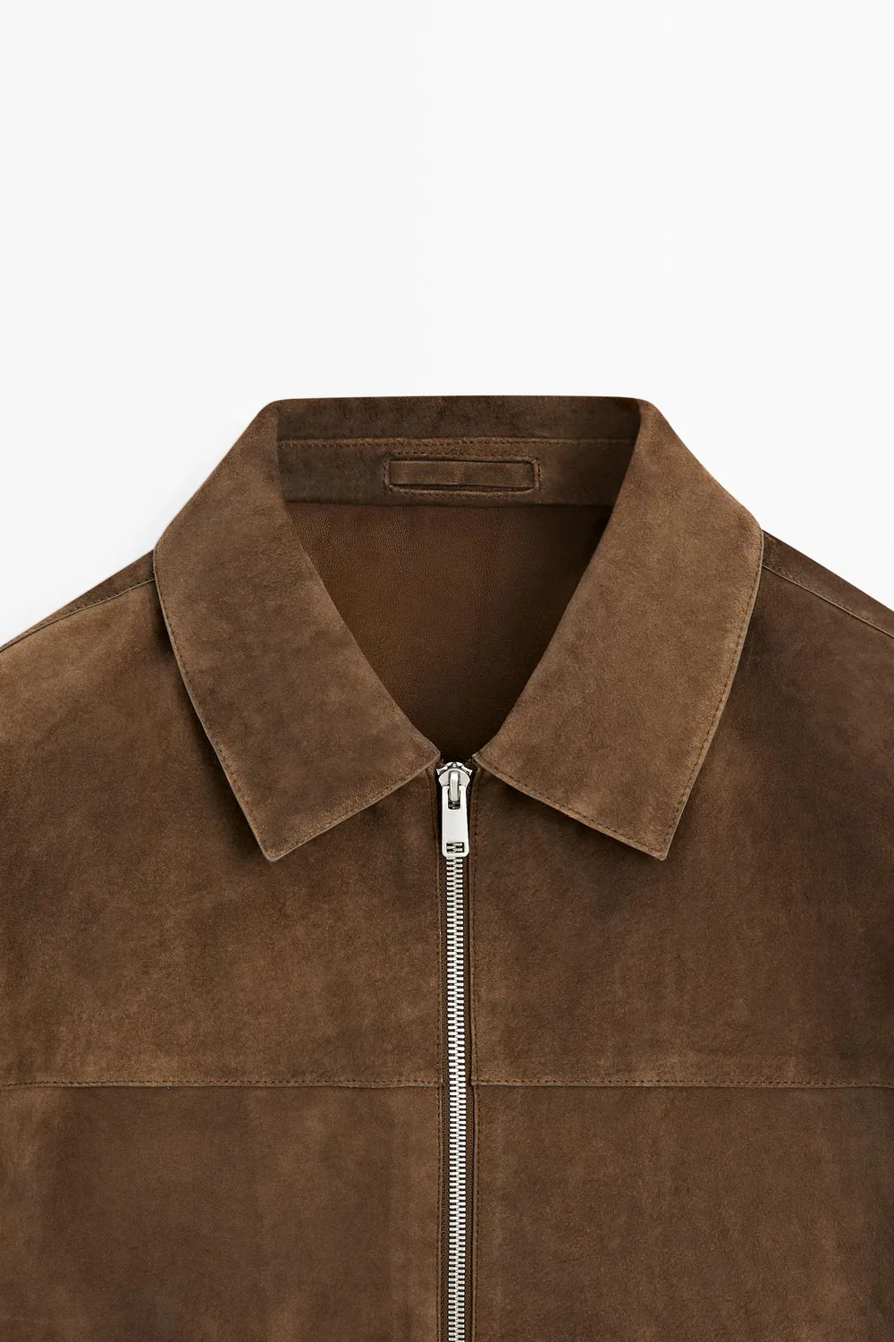 картинка Куртка Massimo Dutti Suede Leather Zip-Up, коричневый меланж от магазина Одежда+