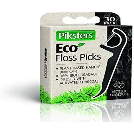 картинка Зубная нить 30 шт Piksters, Eco Charcoal от магазина Одежда+