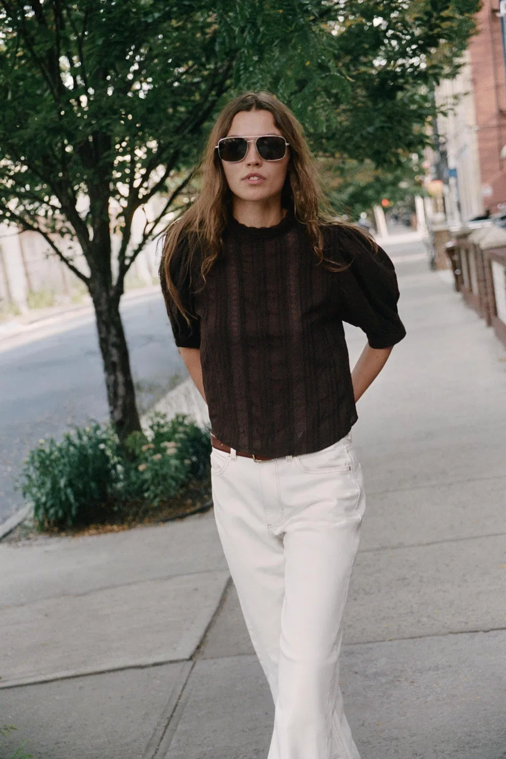 картинка Романтическая кружевная рубашка ZARA, Dark brown от магазина Одежда+