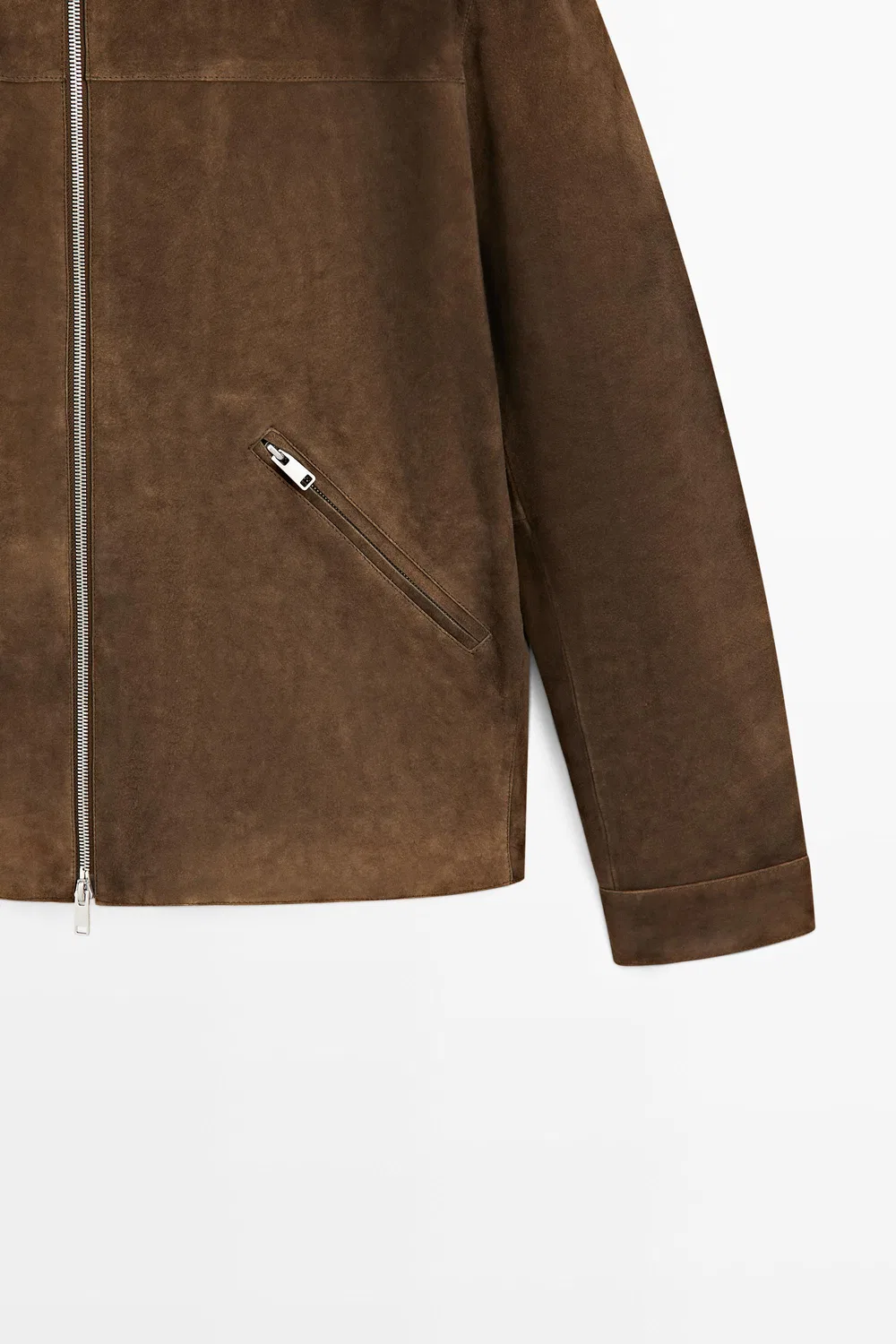 картинка Куртка Massimo Dutti Suede Leather Zip-Up, коричневый меланж от магазина Одежда+