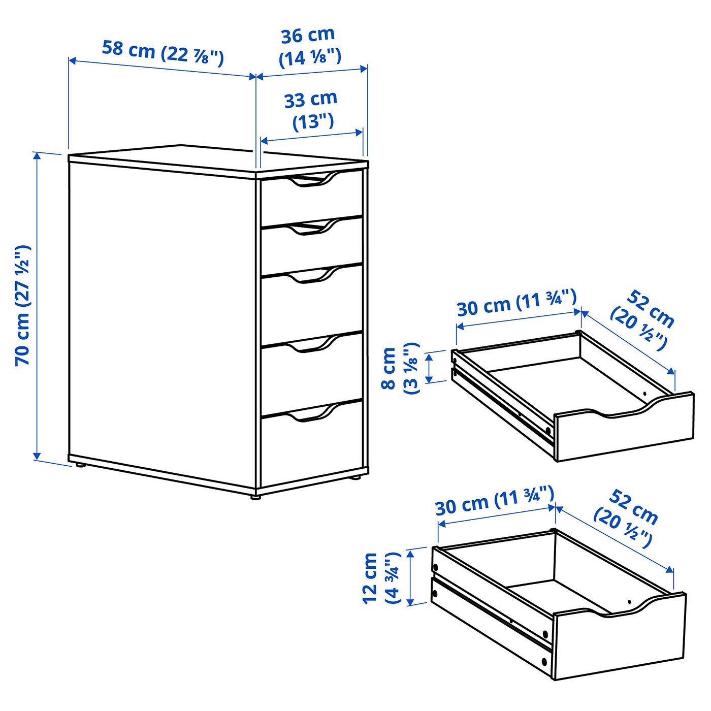картинка Комод IKEA Alex, 36x58х70 см, темно-серый от магазина Одежда+