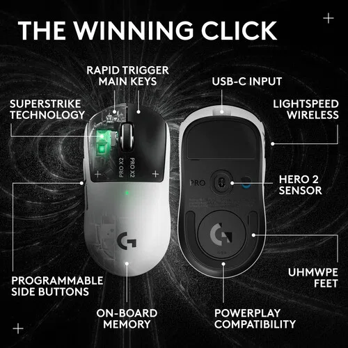 картинка Беспроводная игровая мышь Logitech G PRO X2 SUPERSTRIKE LIGHTSPEED от магазина Одежда+