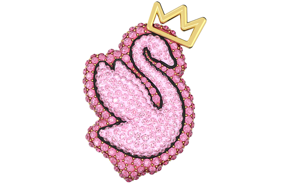 картинка Брошь "Лебедь" для женщин Swan Brooches Swarovski, розовый от магазина Одежда+