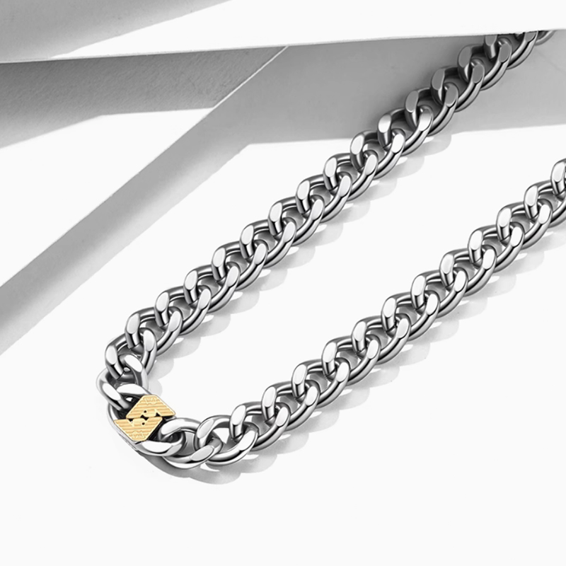 картинка EMPORIO ARMANI Серебряное колье из нержавеющей стали для мужчин от магазина Одежда+