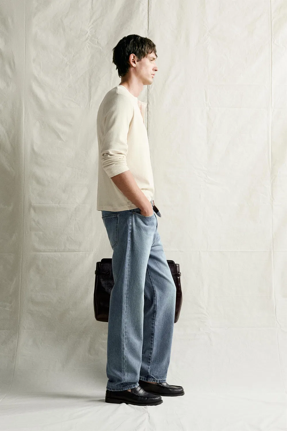 картинка Пуловер COTTON - LINEN HENLEY ZARA, Light beige от магазина Одежда+