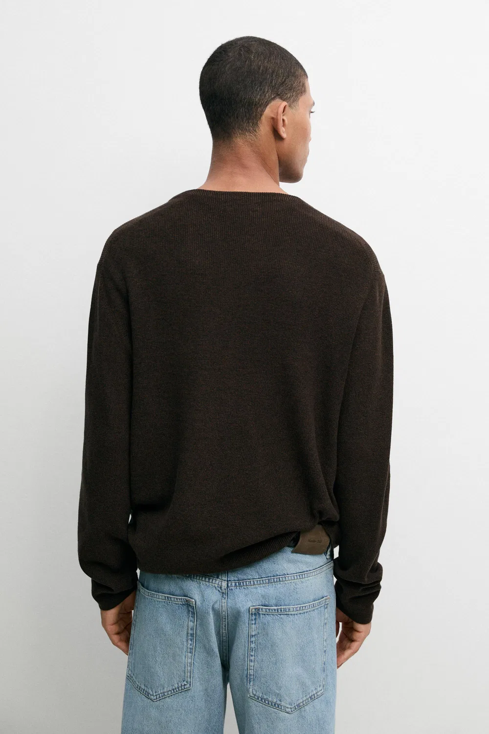 картинка Свитер Massimo Dutti 100% Cotton Mouliné Round Neck, коричневый от магазина Одежда+