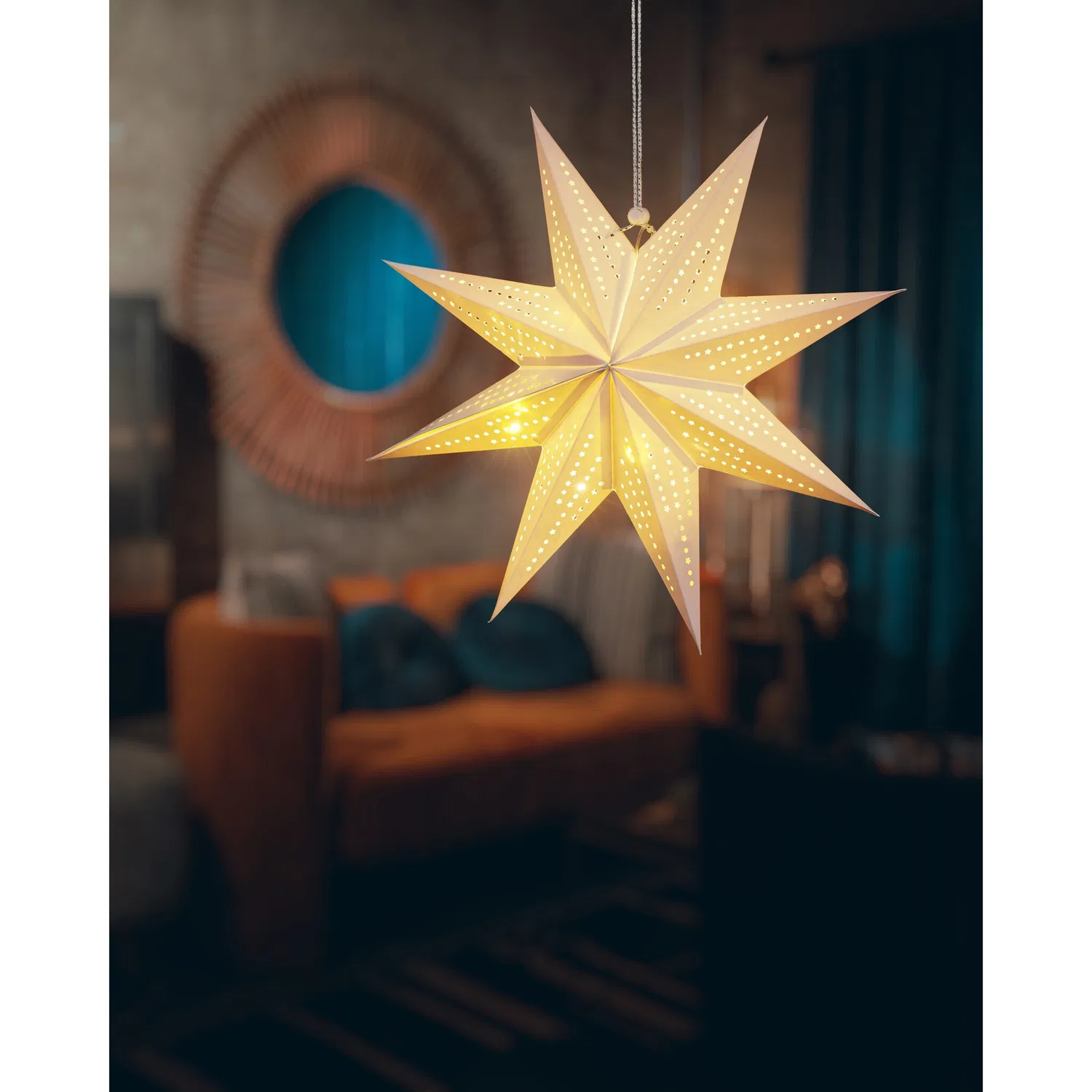 картинка Рождественская звезда LED 45 см бумажная BONETTI, WarmWhite от магазина Одежда+