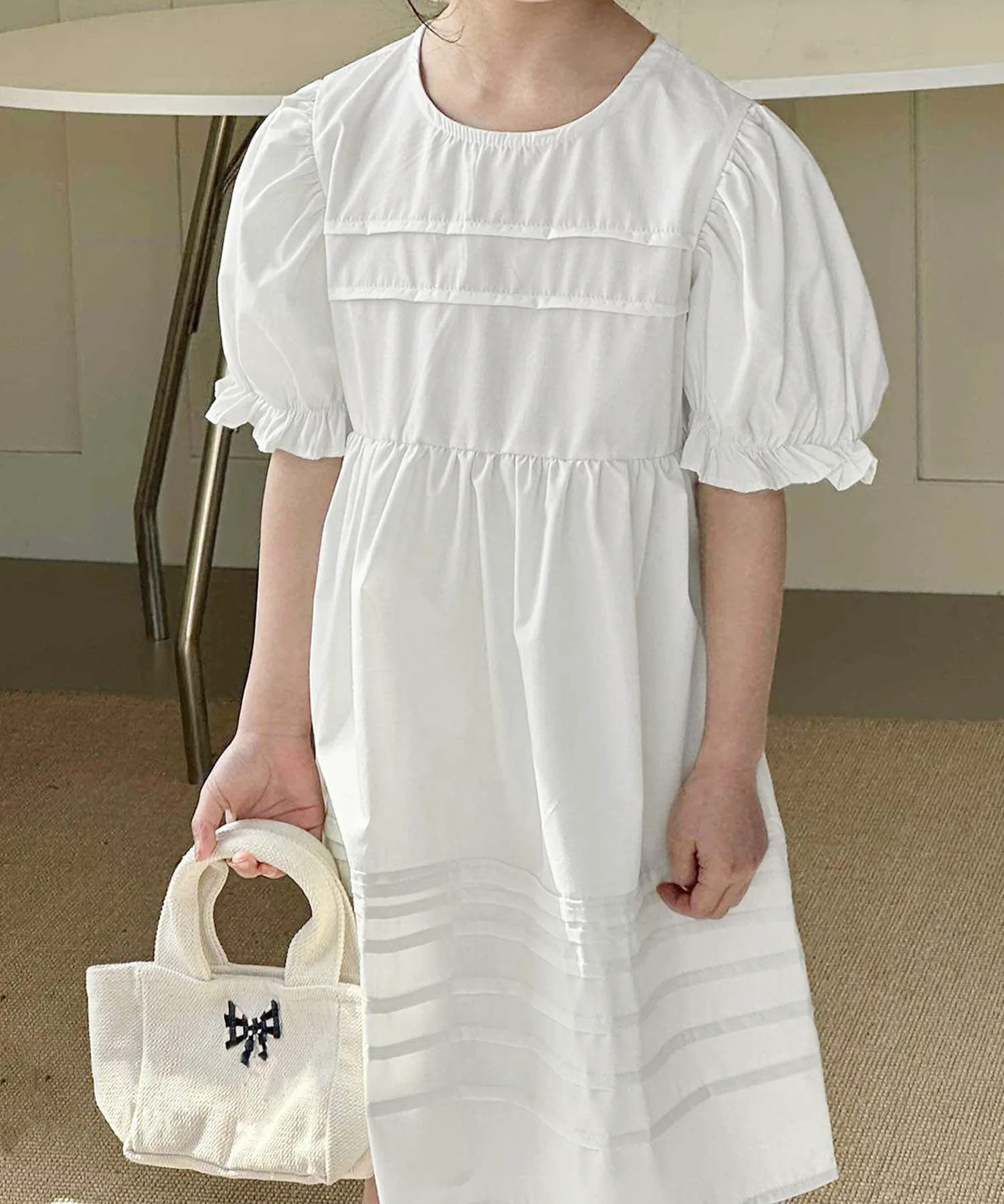 картинка Платье с объемными рукавами Aimoha Kids, off white от магазина Одежда+