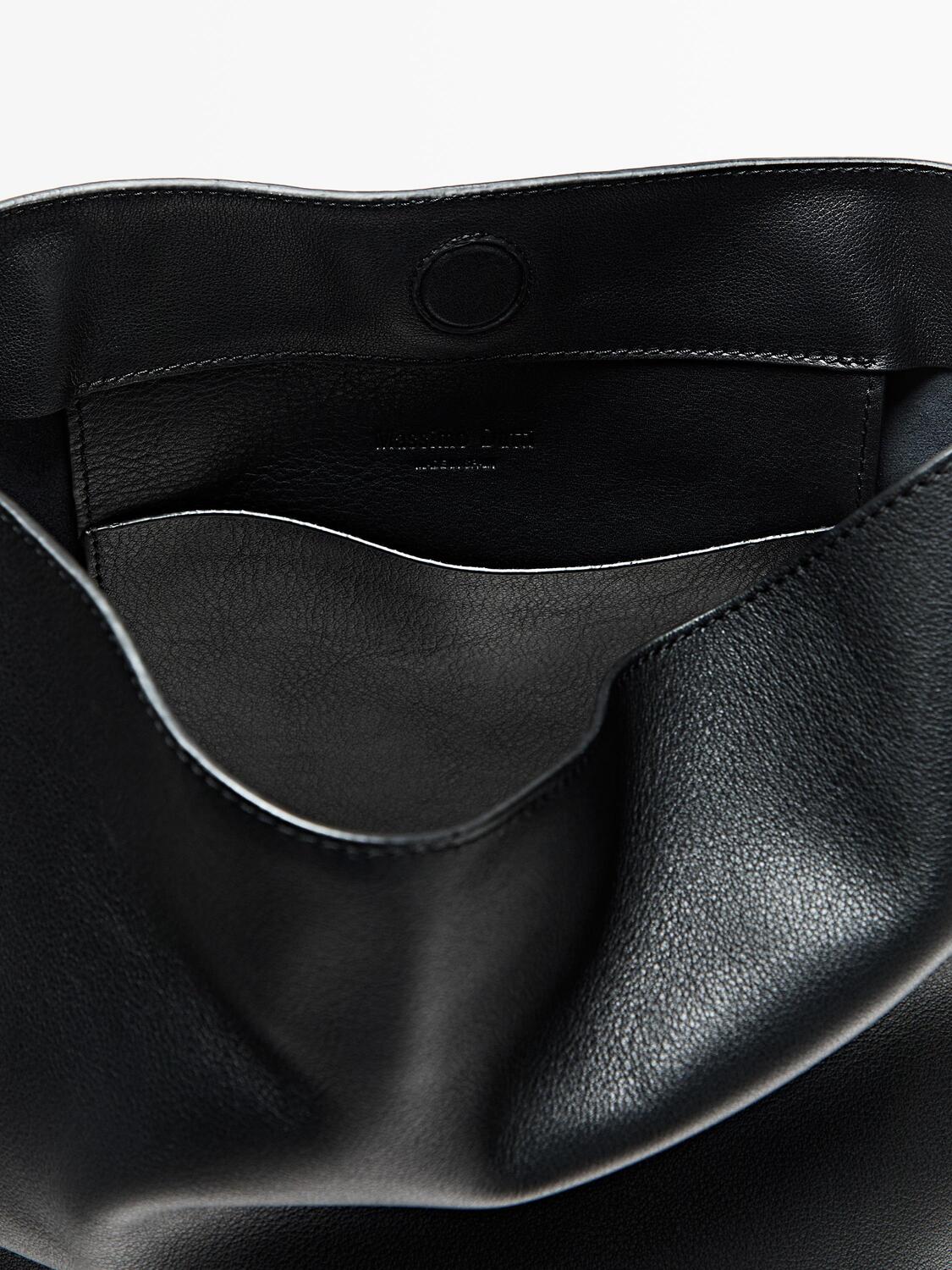 картинка Сумка Massimo Dutti Nappa Leather Bucket, Black от магазина Одежда+