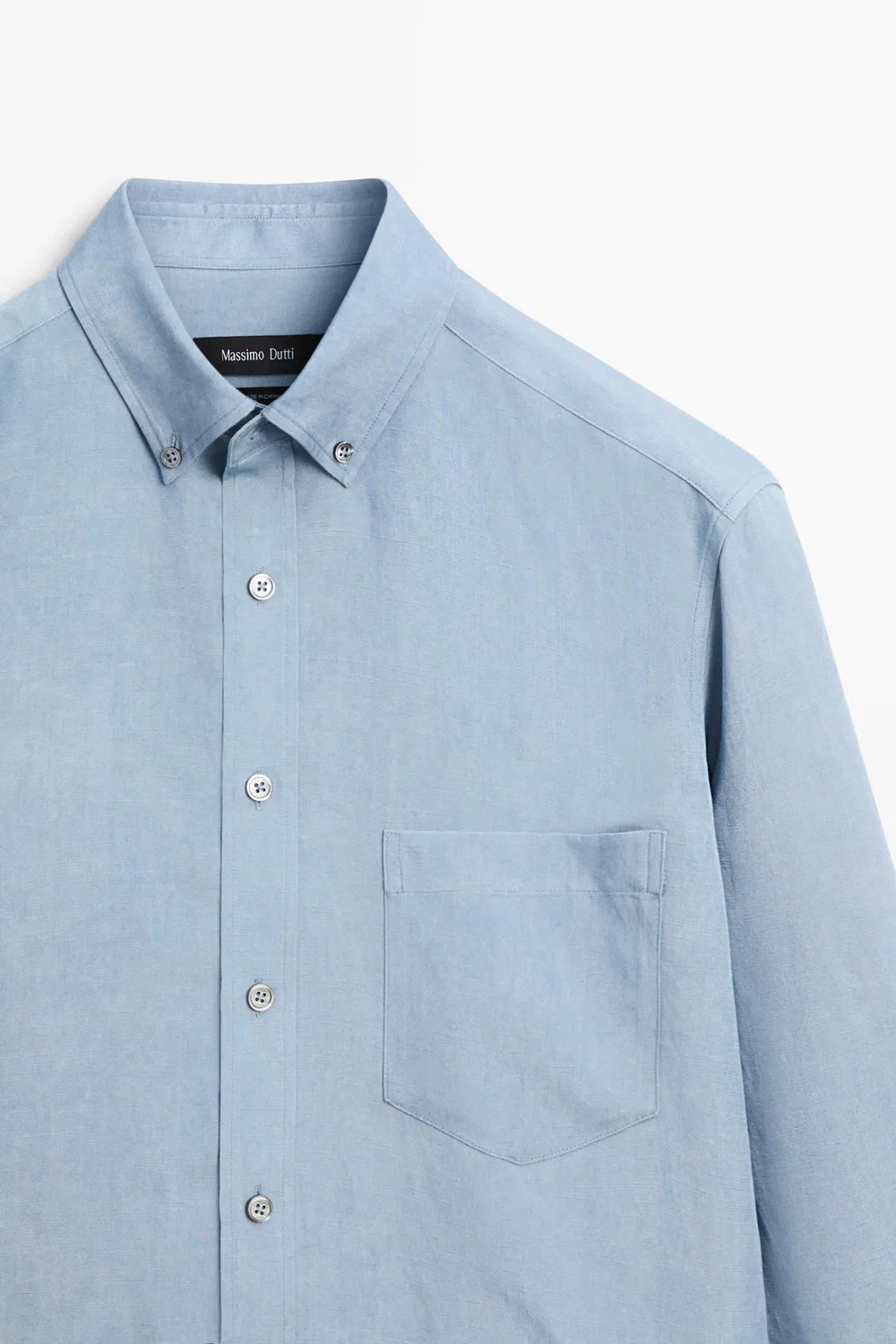 картинка Рубашка Massimo Dutti Flowing Regular Fit Lyocell-Linen, синий от магазина Одежда+