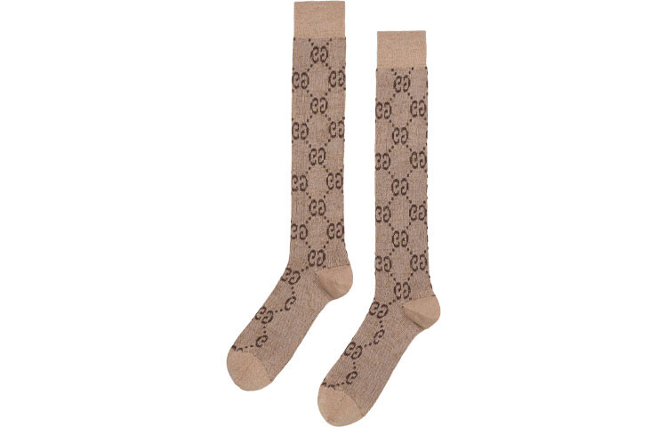 картинка Носки женские Gucci Классические, с металлизированными волокнами, коричневые от магазина Одежда+