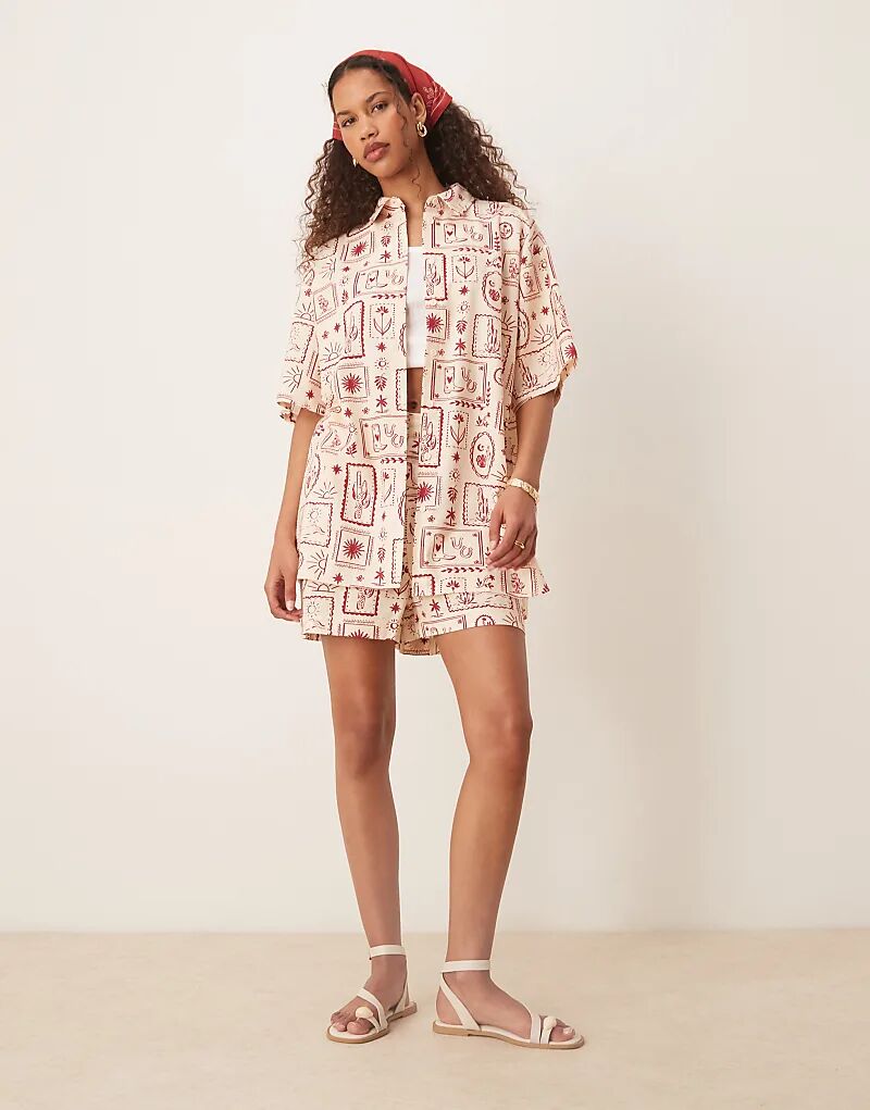 картинка Льняная рубашка ASOS DESIGN с принтом в стиле вестерн от магазина Одежда+