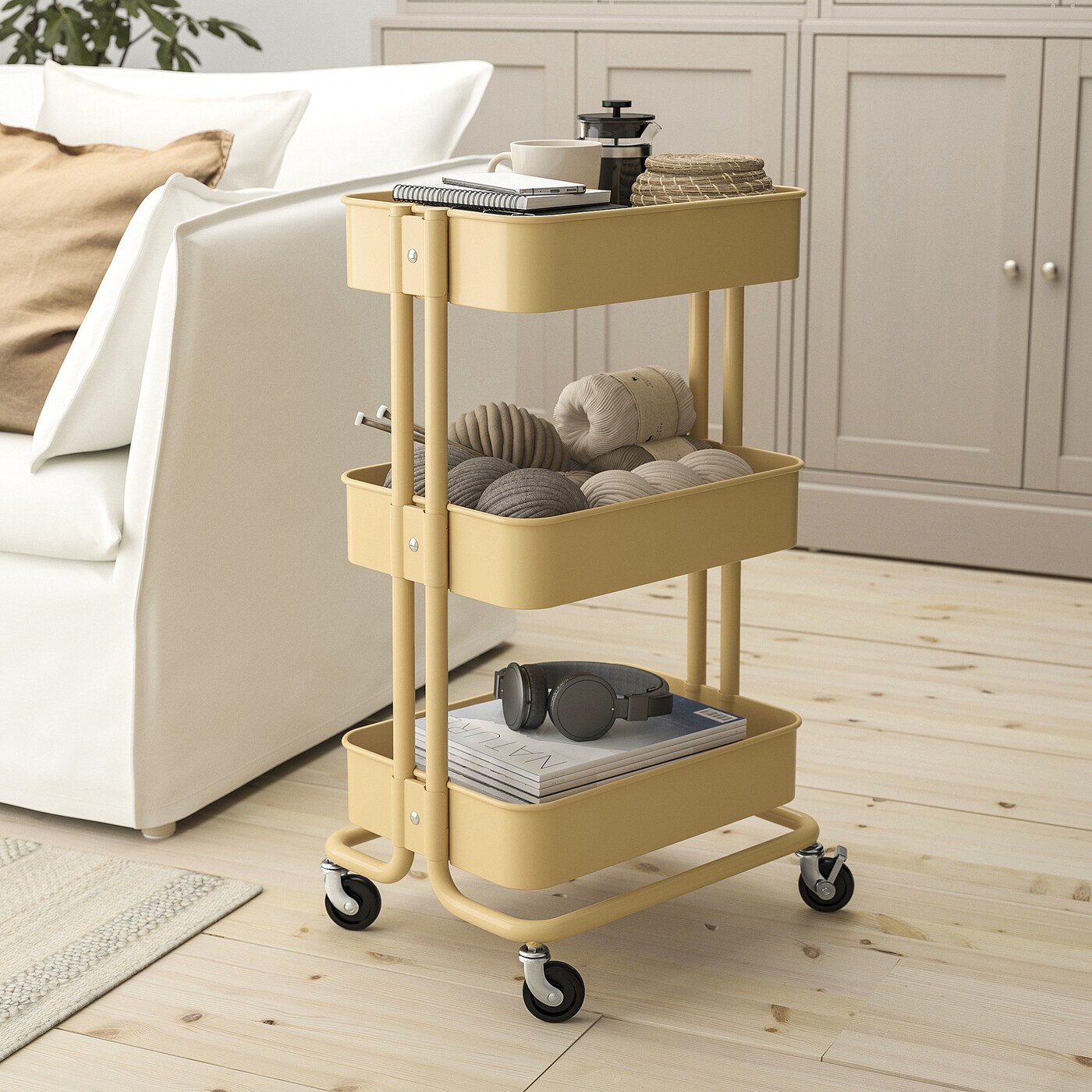 картинка Тележка IKEA RАSKOG, 35x45x77 см, желтый от магазина Одежда+
