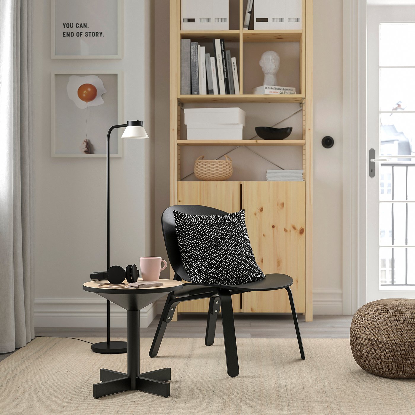 картинка Кофейный столик, сосновый шпон/черный IKEA Grimsarbo от магазина Одежда+