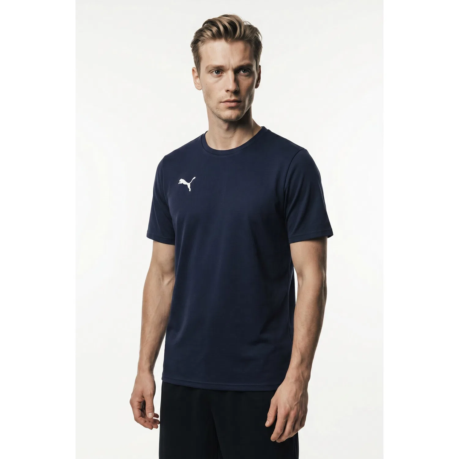 картинка Мужская футболка для тренировок PUMA, Navy/White от магазина Одежда+